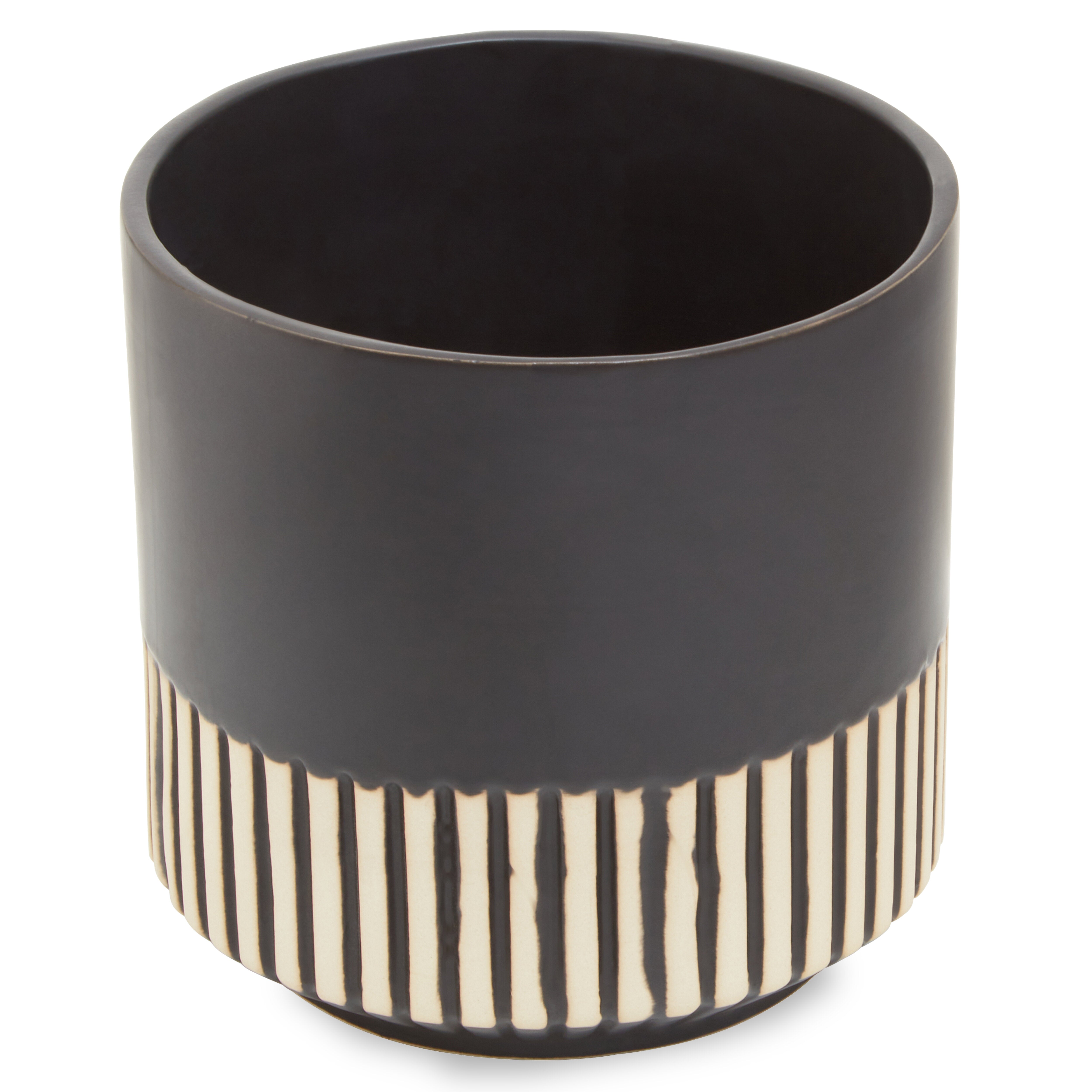 Massa Smooth Black & Gold Ceramic Planter | Large
