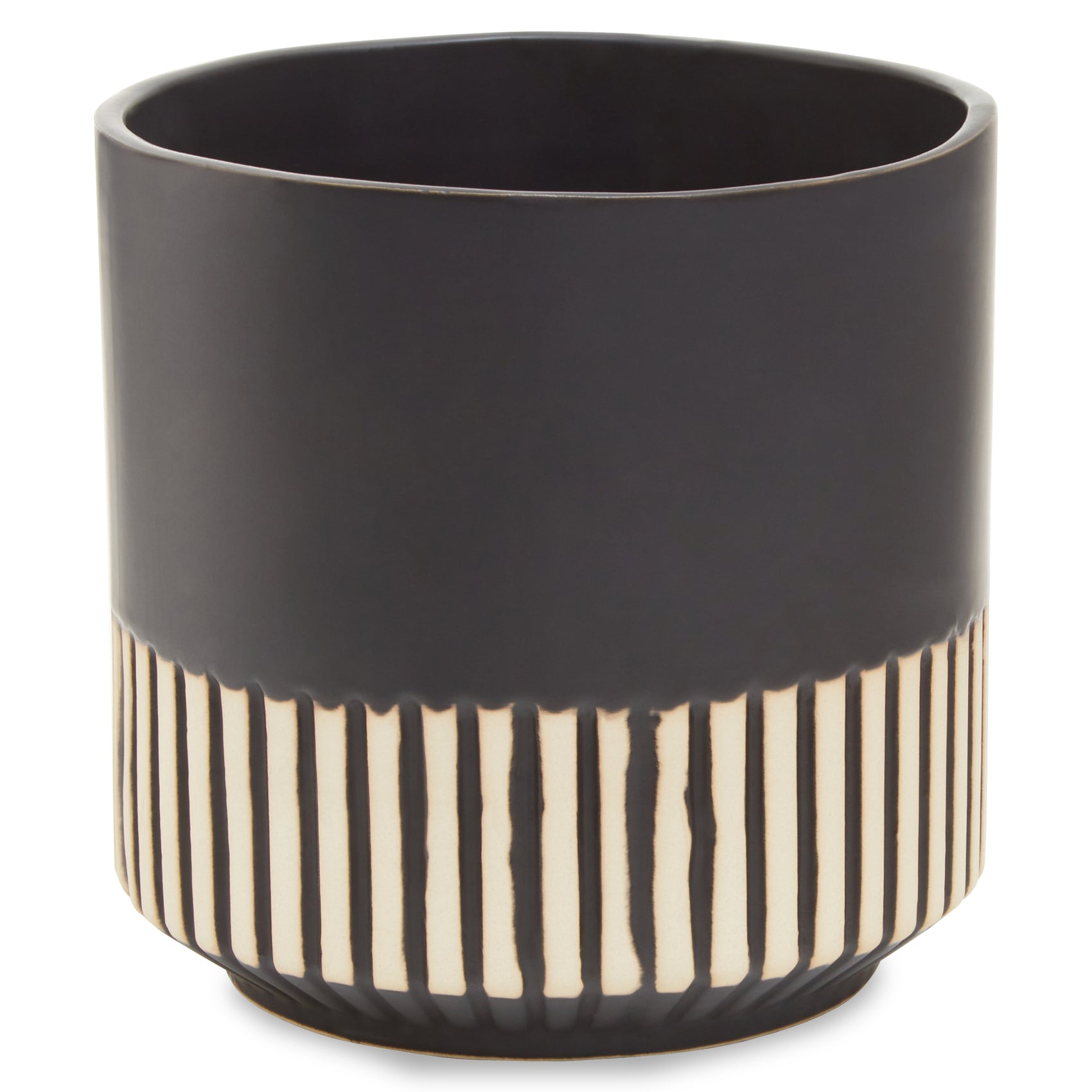 Massa Smooth Black & Gold Ceramic Planter | Large