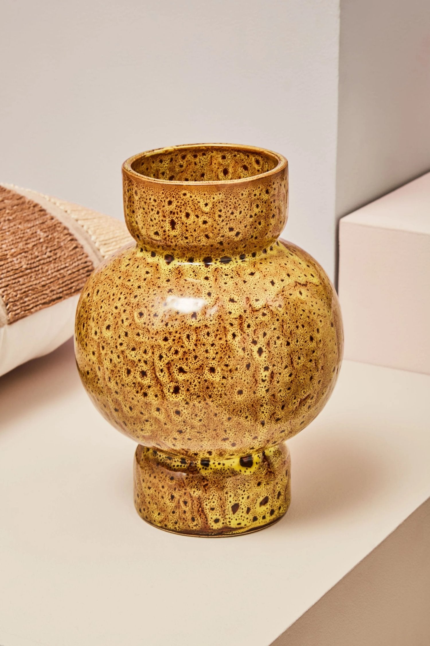 Contour Small Brown Stoneware Vase