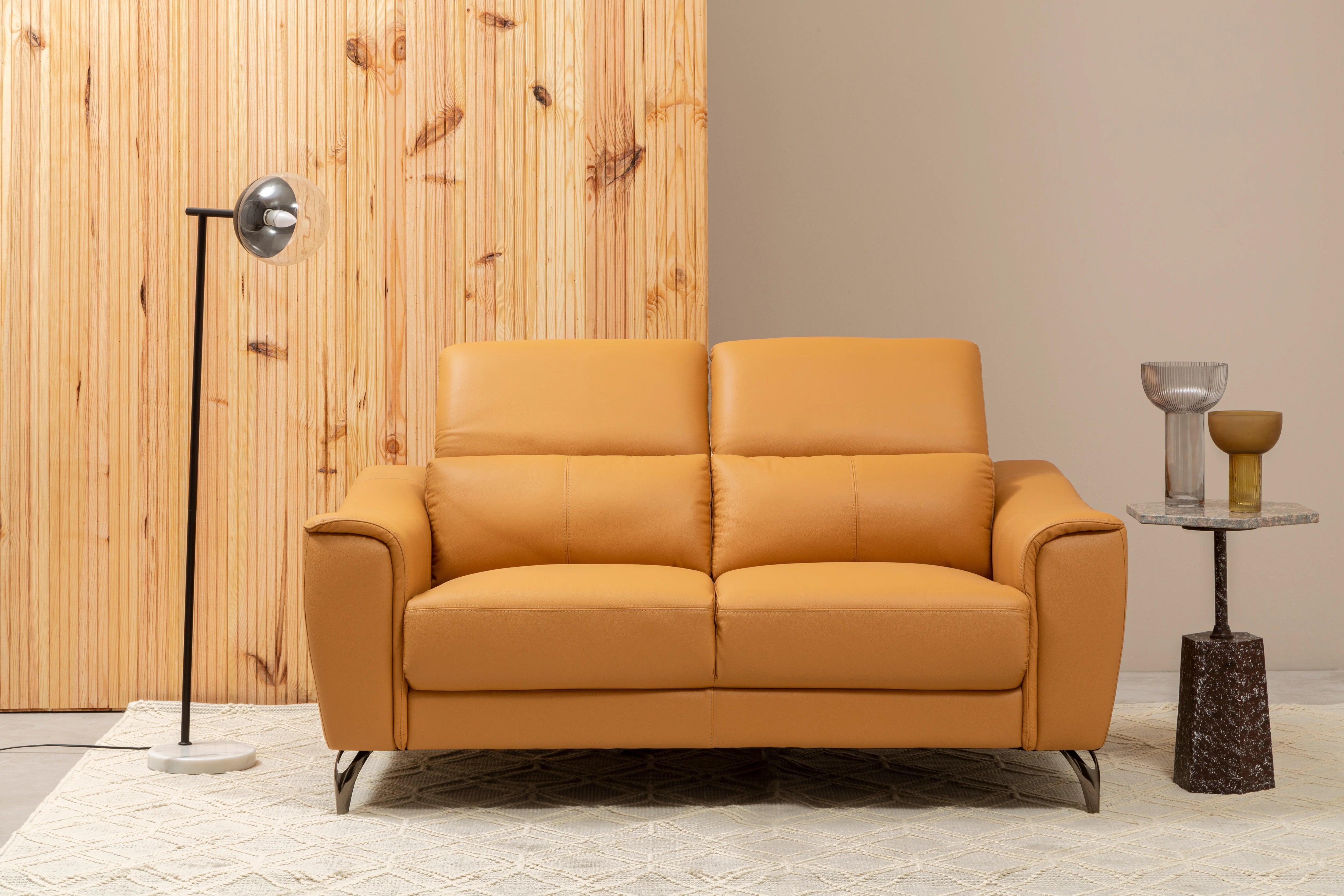 Romy Ochre Orange Ribbed Glass Vase | Small