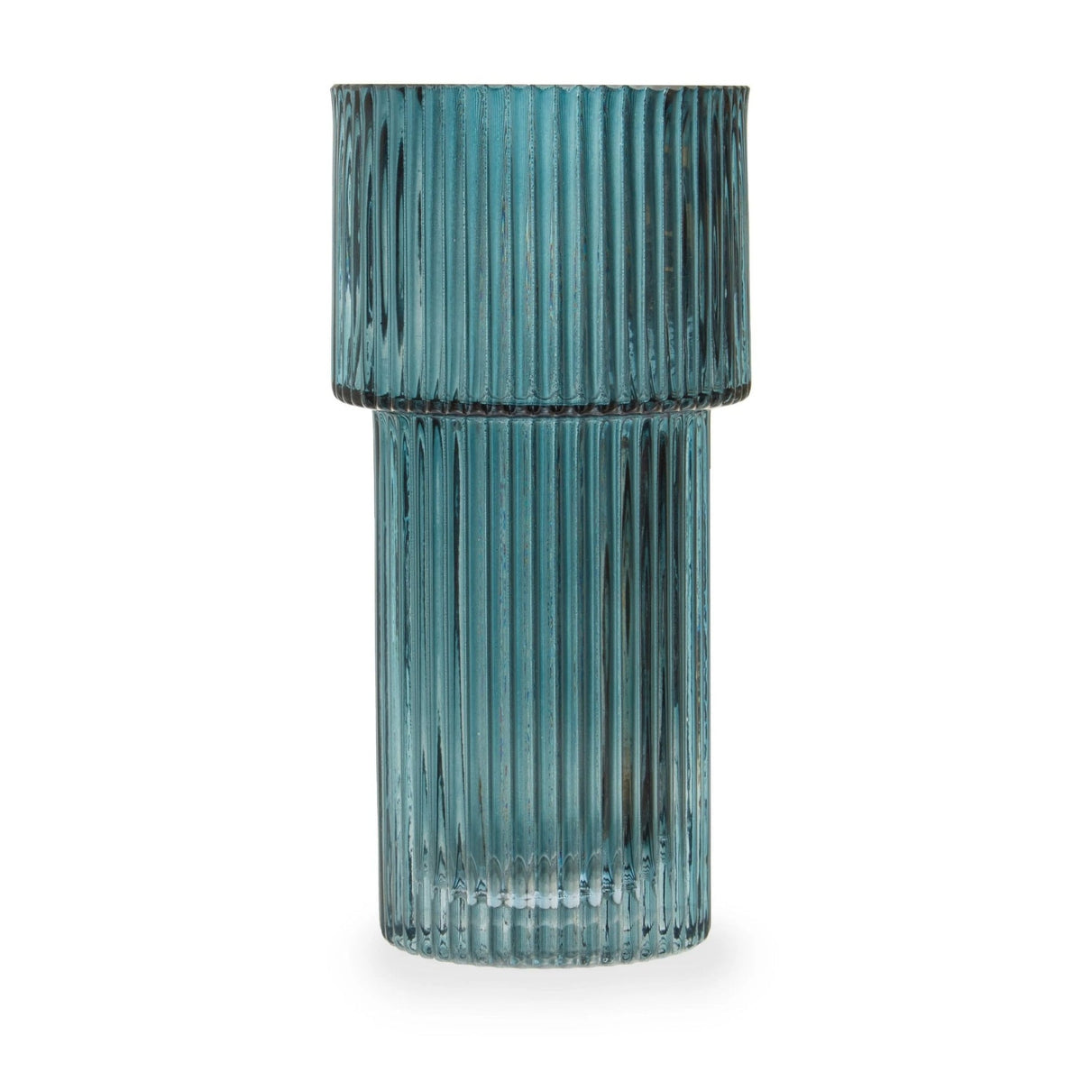 Prism Small Ribbed Blue Glass Vase
