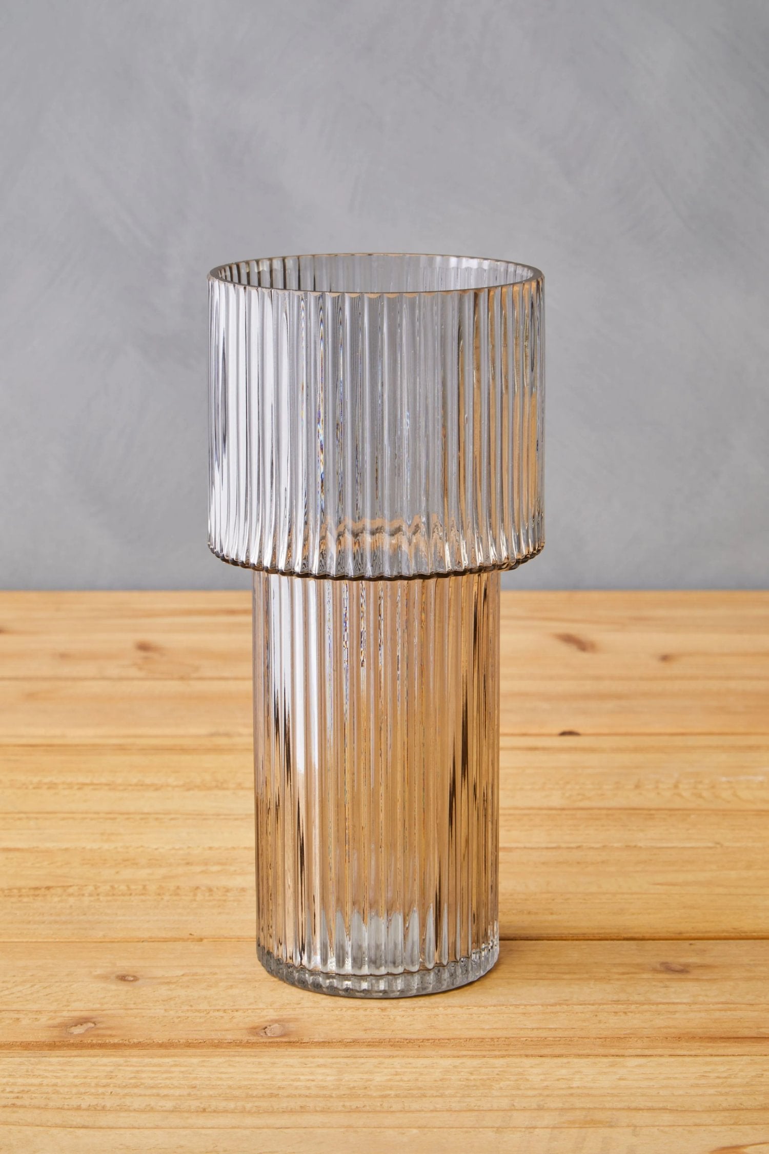 Prism Large Ribbed Grey Glass Vase
