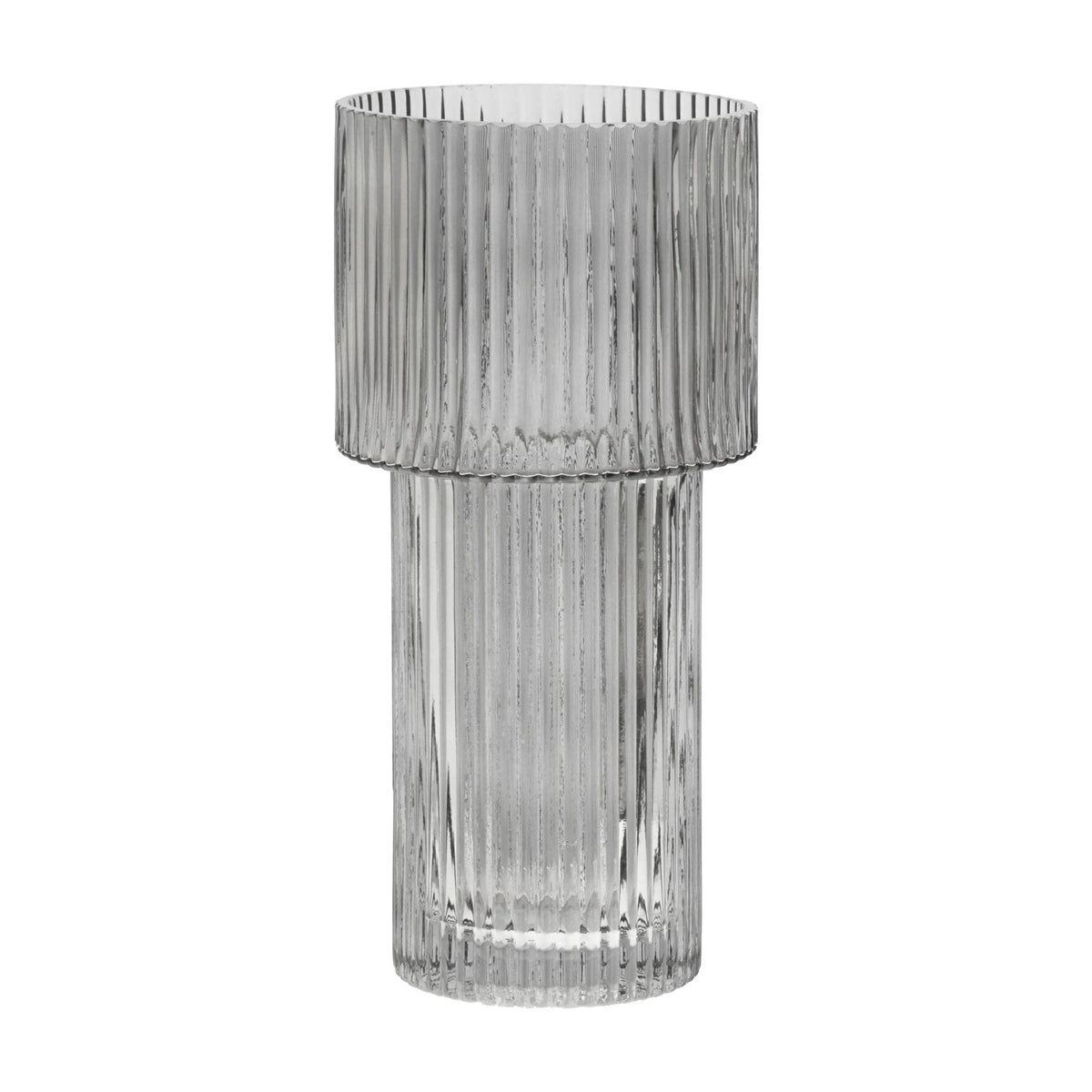 Prism Large Ribbed Grey Glass Vase