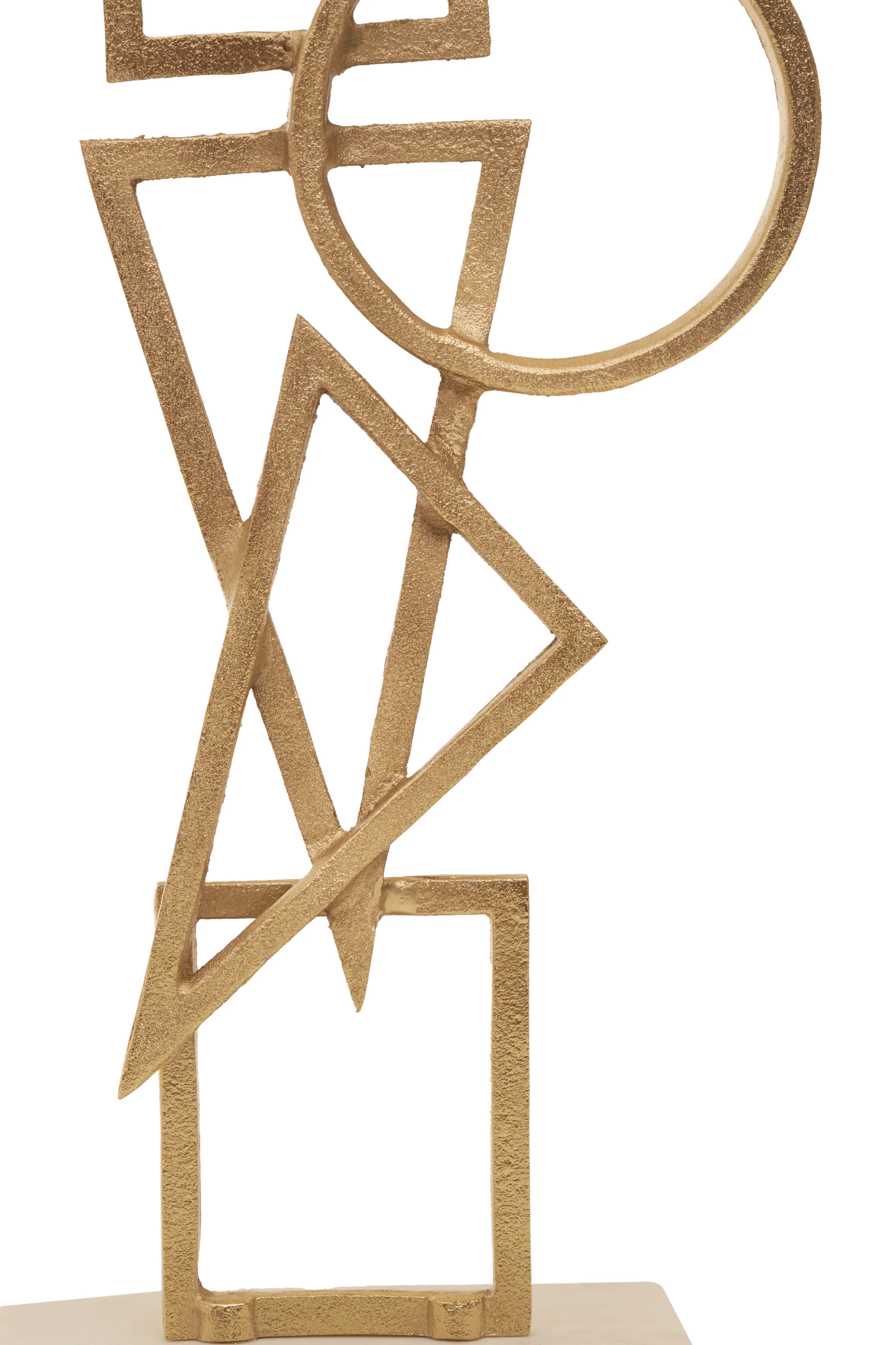 Rojas White Marble & Gold Abstract Shape Sculpture