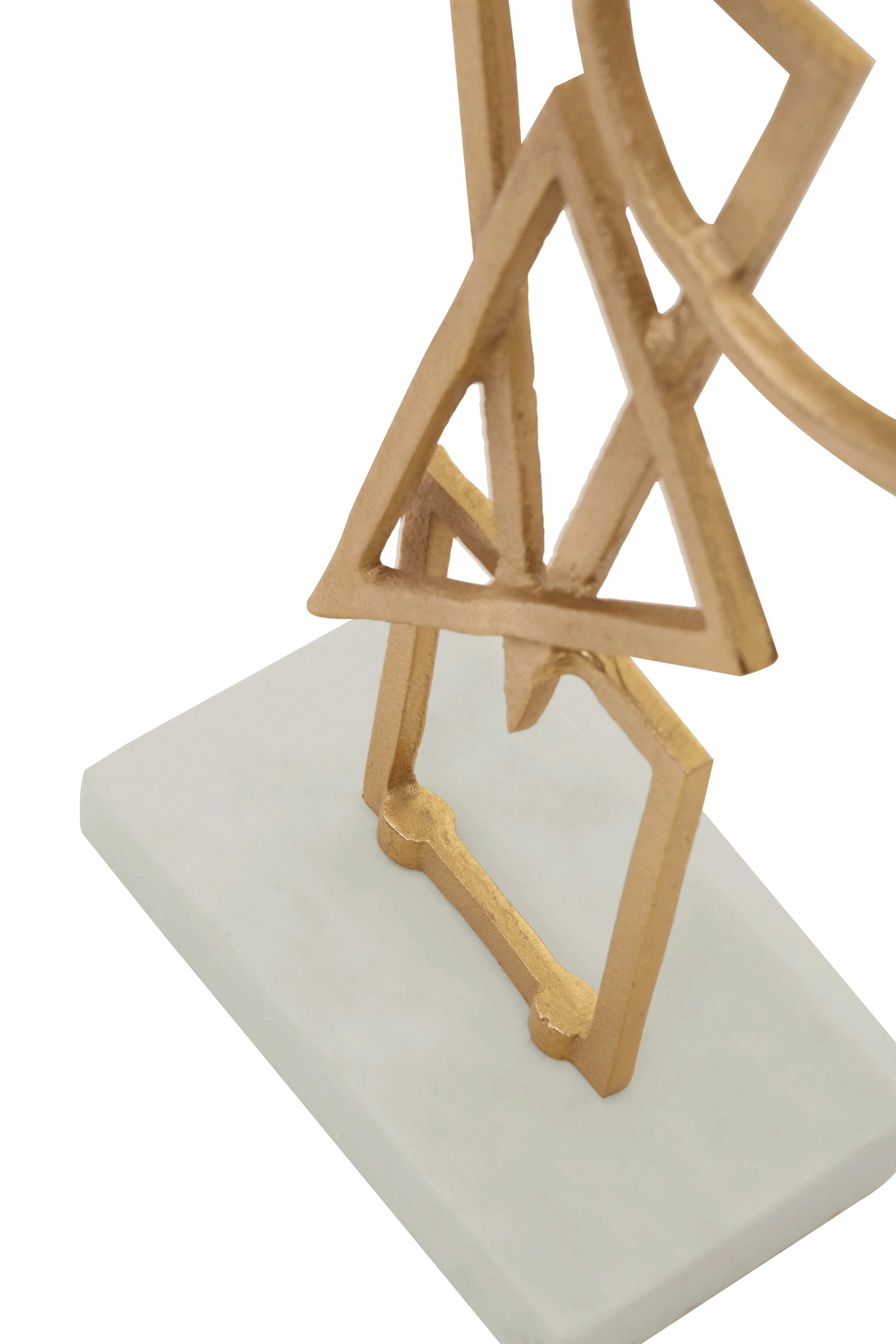 Rojas White Marble & Gold Abstract Shape Sculpture