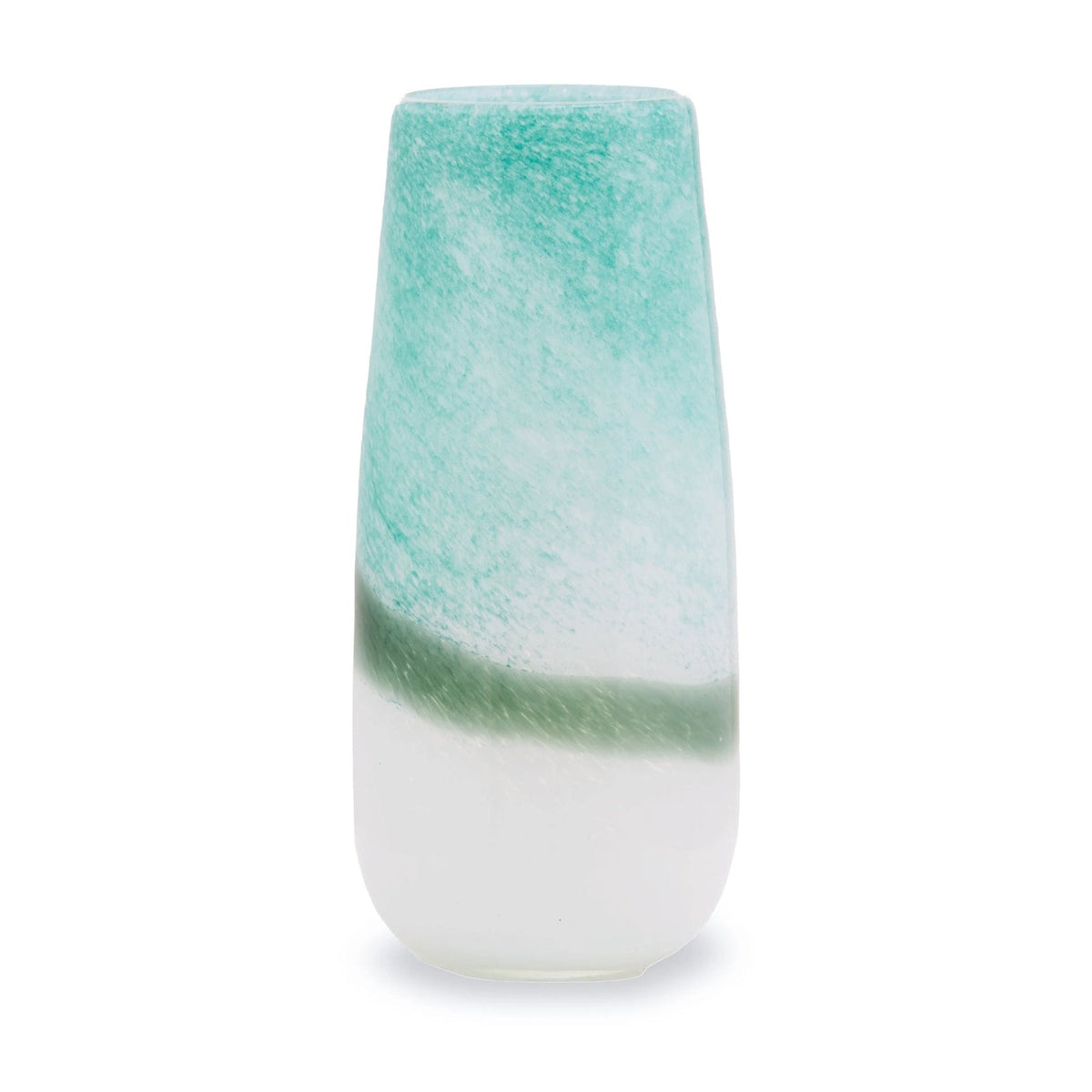 Mosaic Large Turquoise & White Ombre Glass Vase