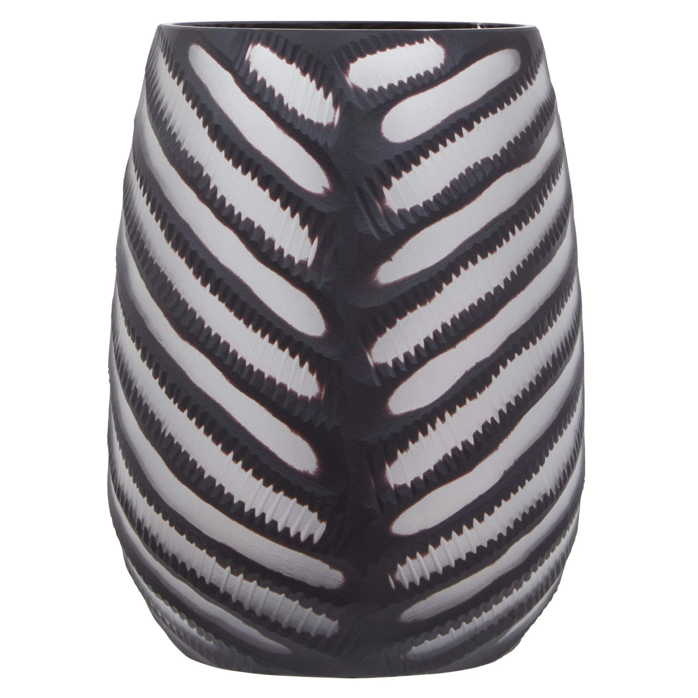 Facet Large Black Chevron Cut Glass Vase