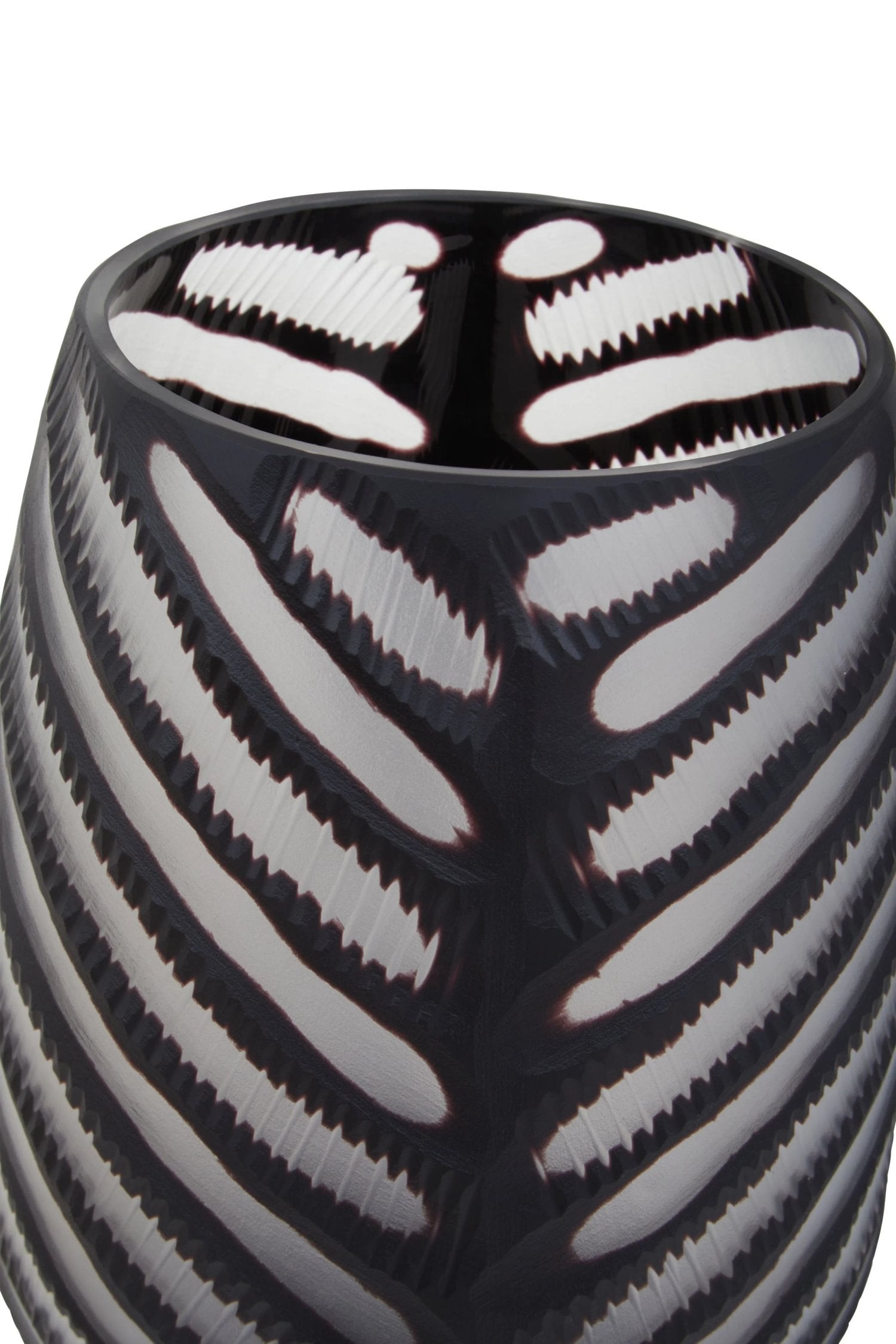Facet Large Black Chevron Cut Glass Vase