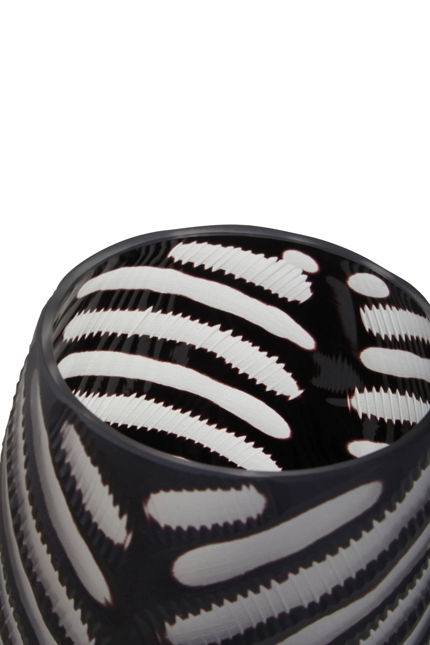 Facet Large Black Chevron Cut Glass Vase