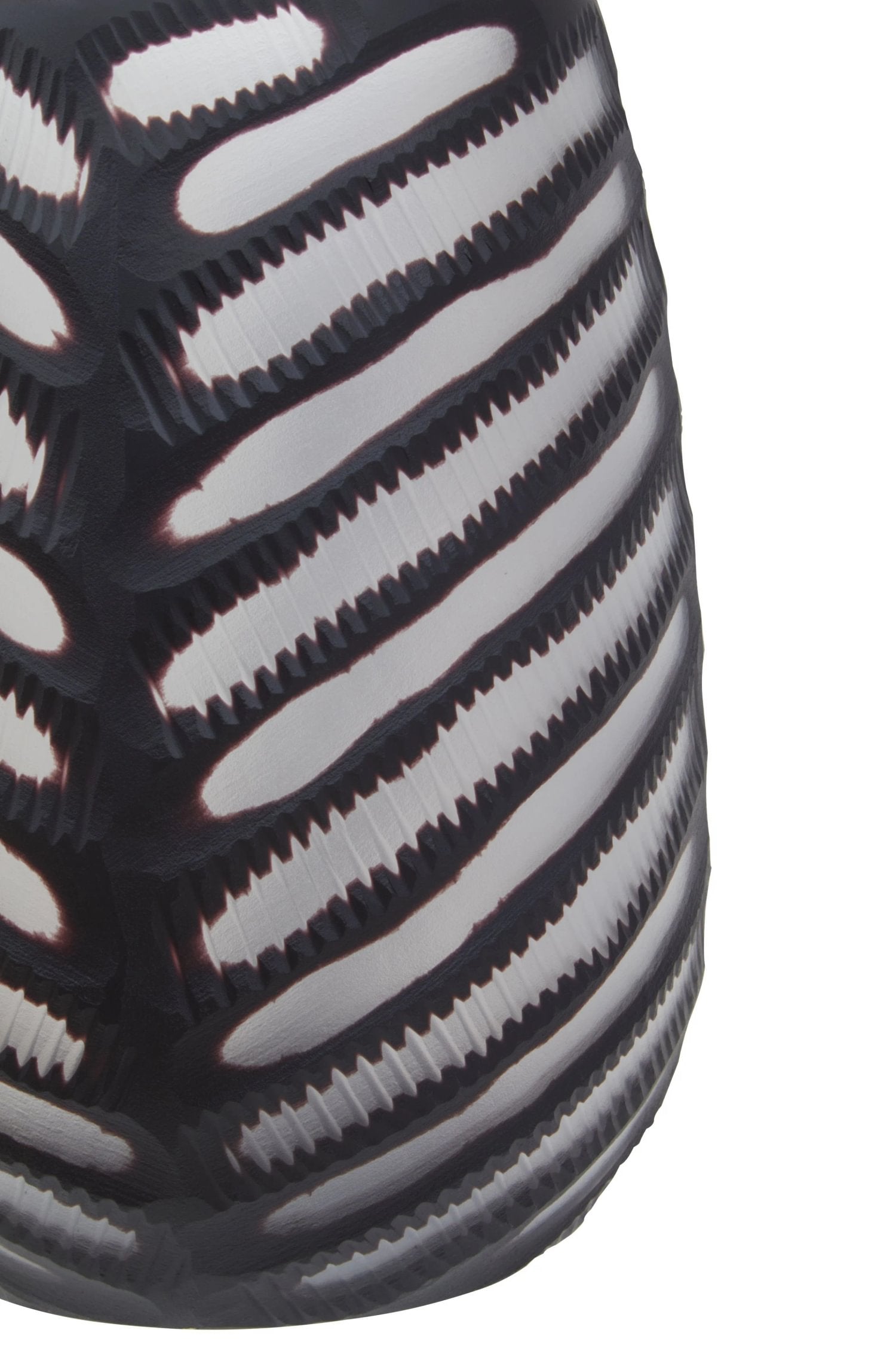 Facet Large Black Chevron Cut Glass Vase