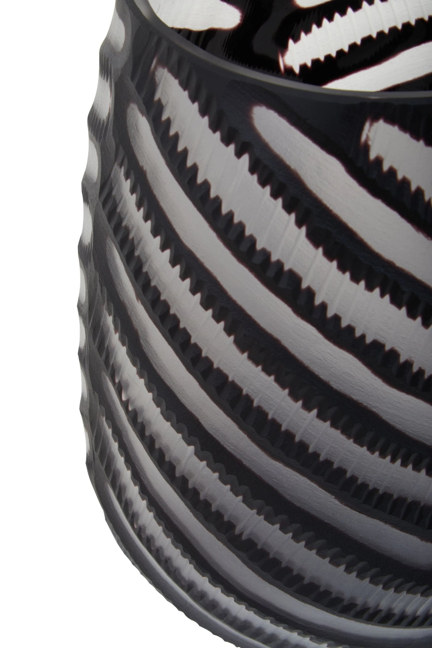 Facet Large Black Chevron Cut Glass Vase