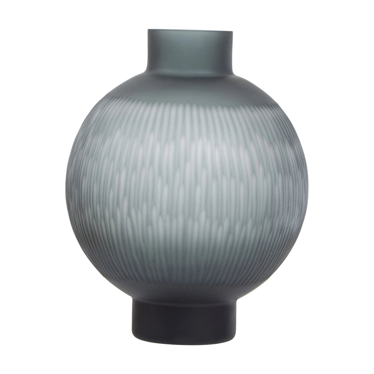 Facet Large Grey Ribbed Glass Vase