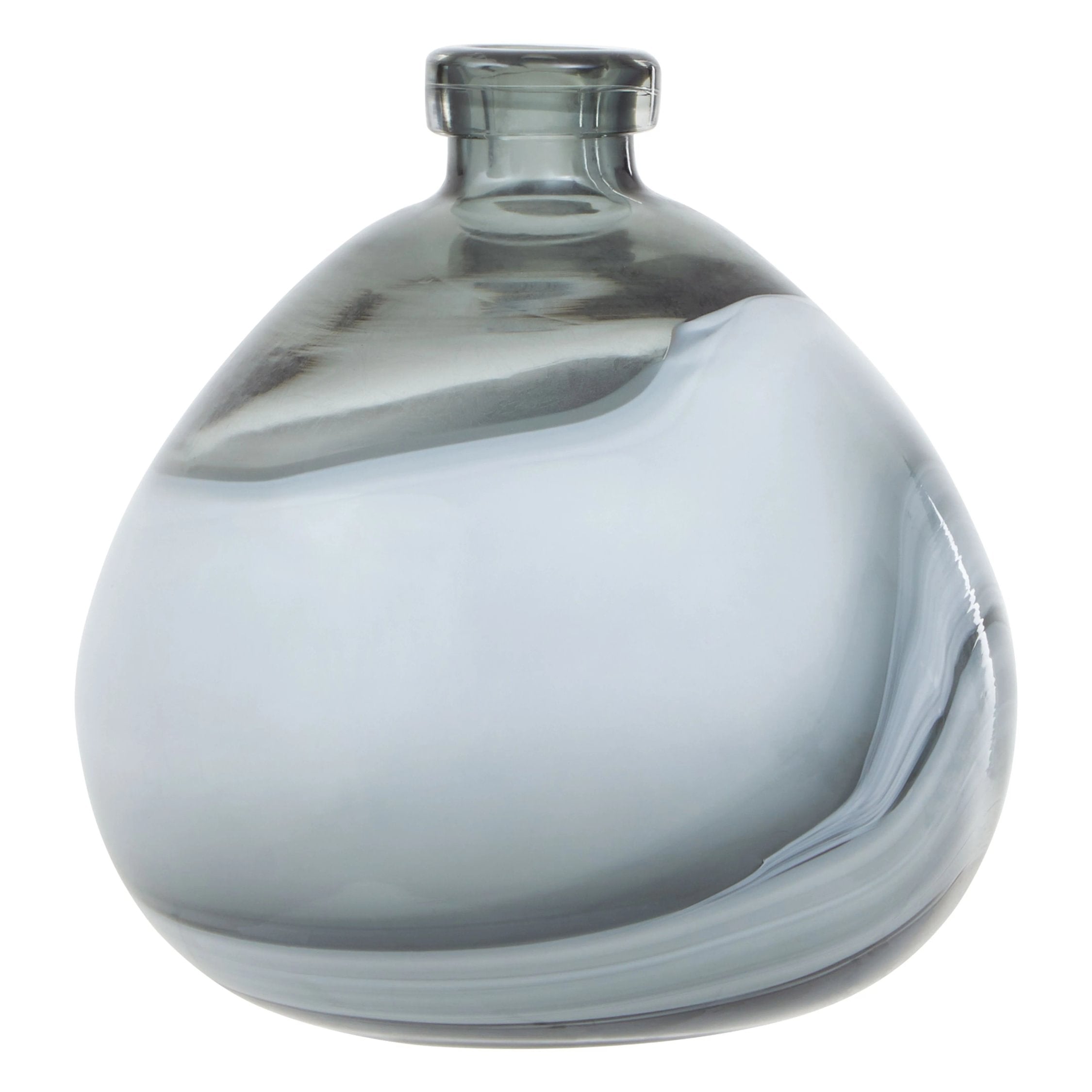 Whorl Small Grey Swirl Design Glass Bottle Vase