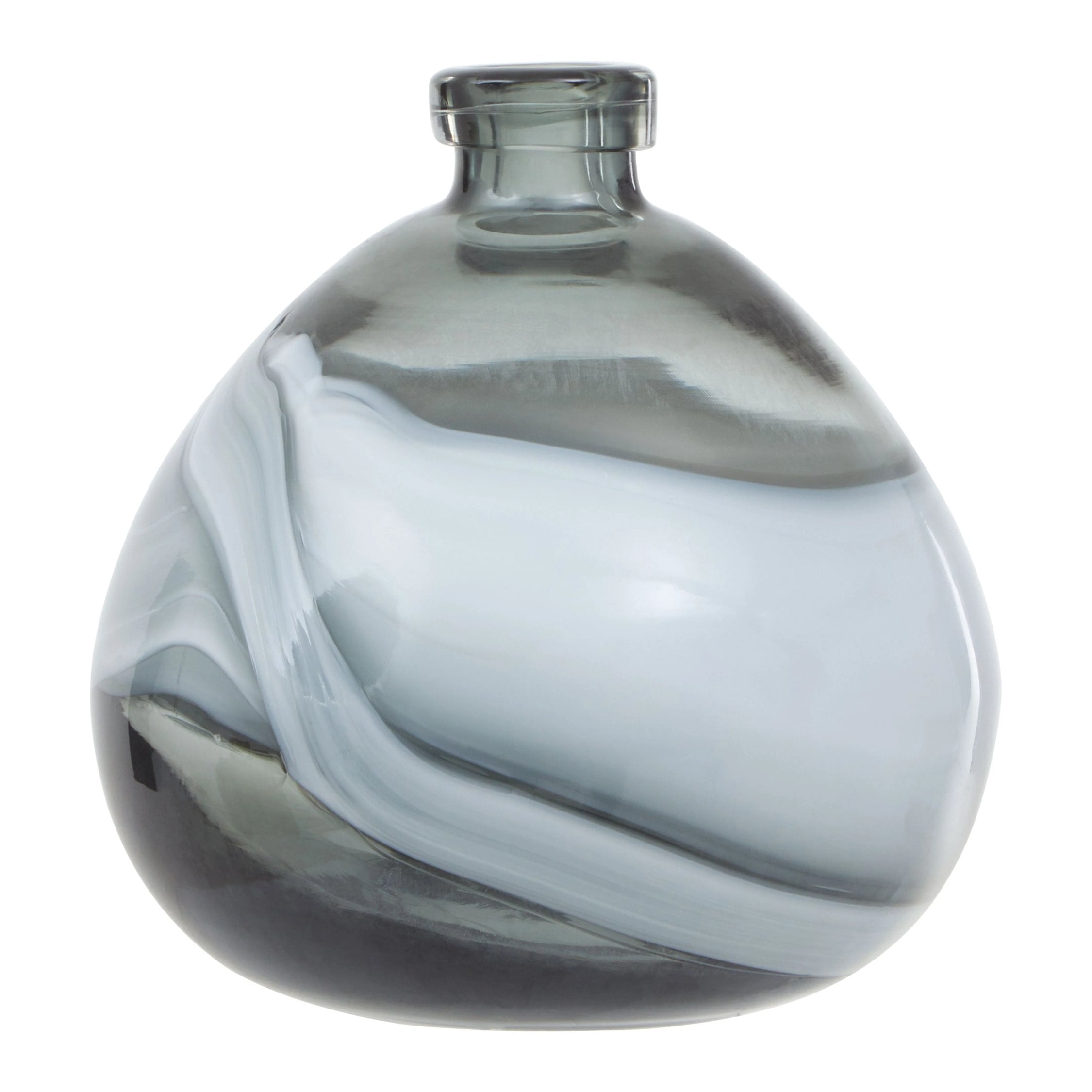 Whorl Small Grey Swirl Design Glass Bottle Vase