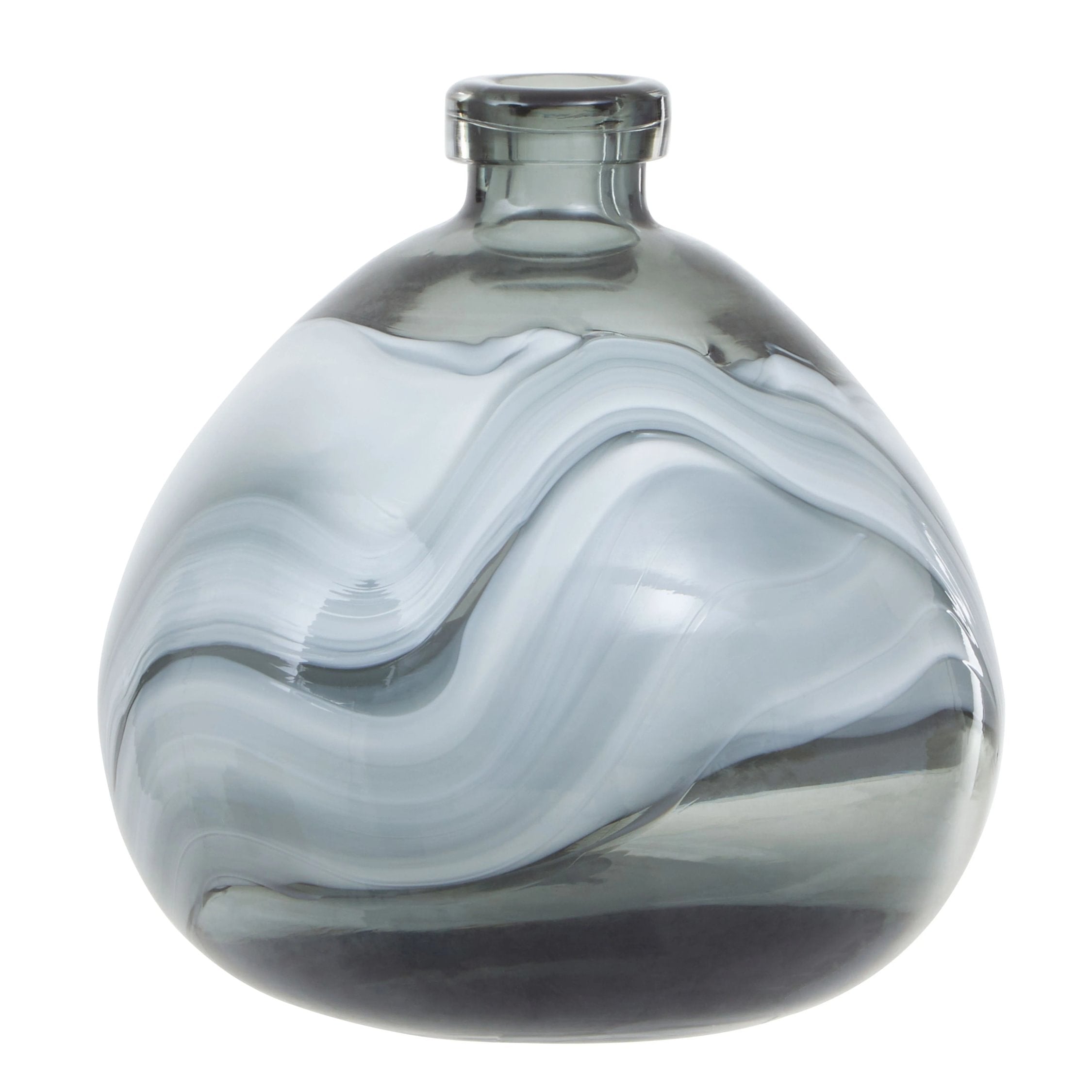 Whorl Small Grey Swirl Design Glass Bottle Vase