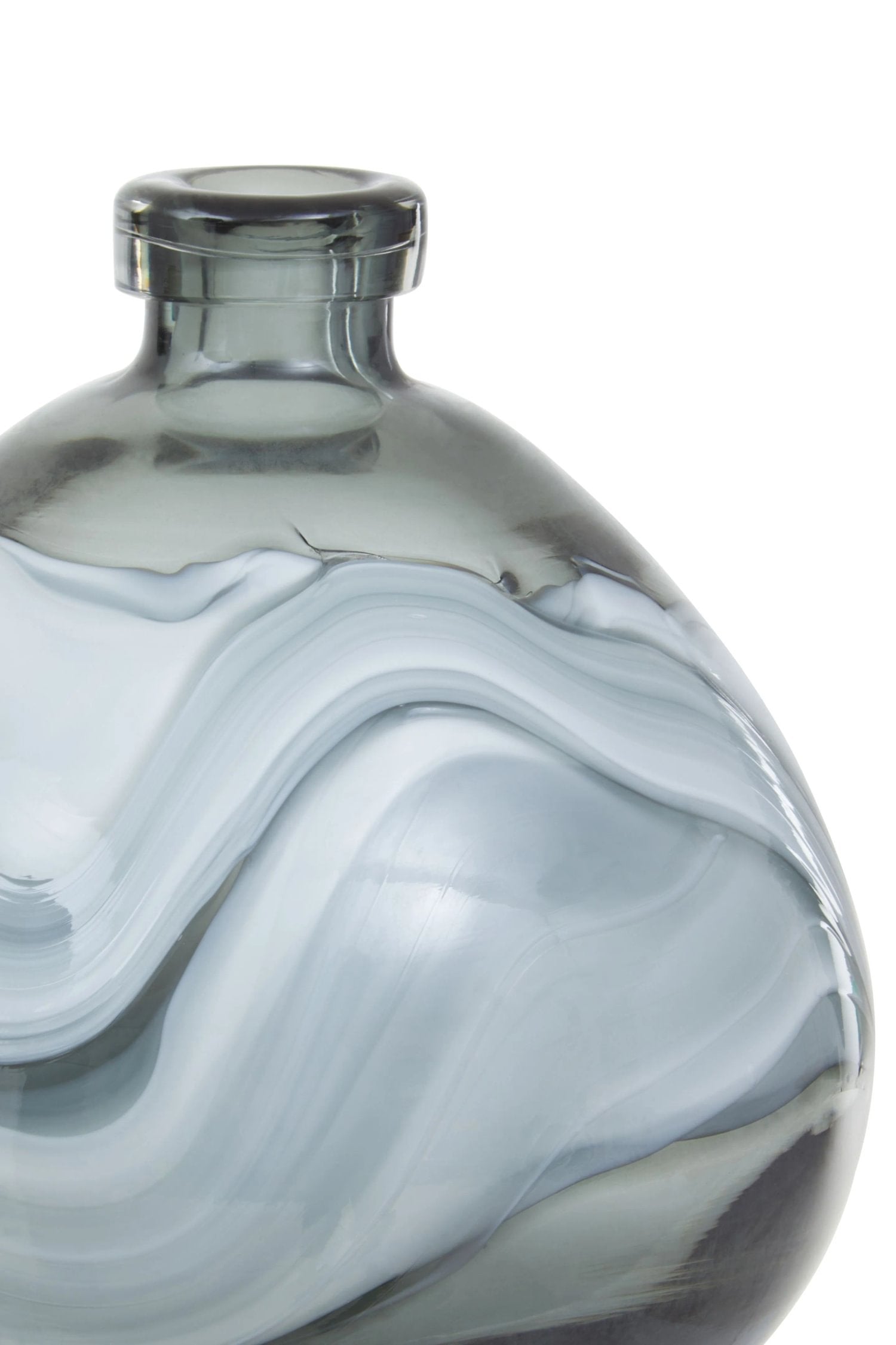 Whorl Small Grey Swirl Design Glass Bottle Vase