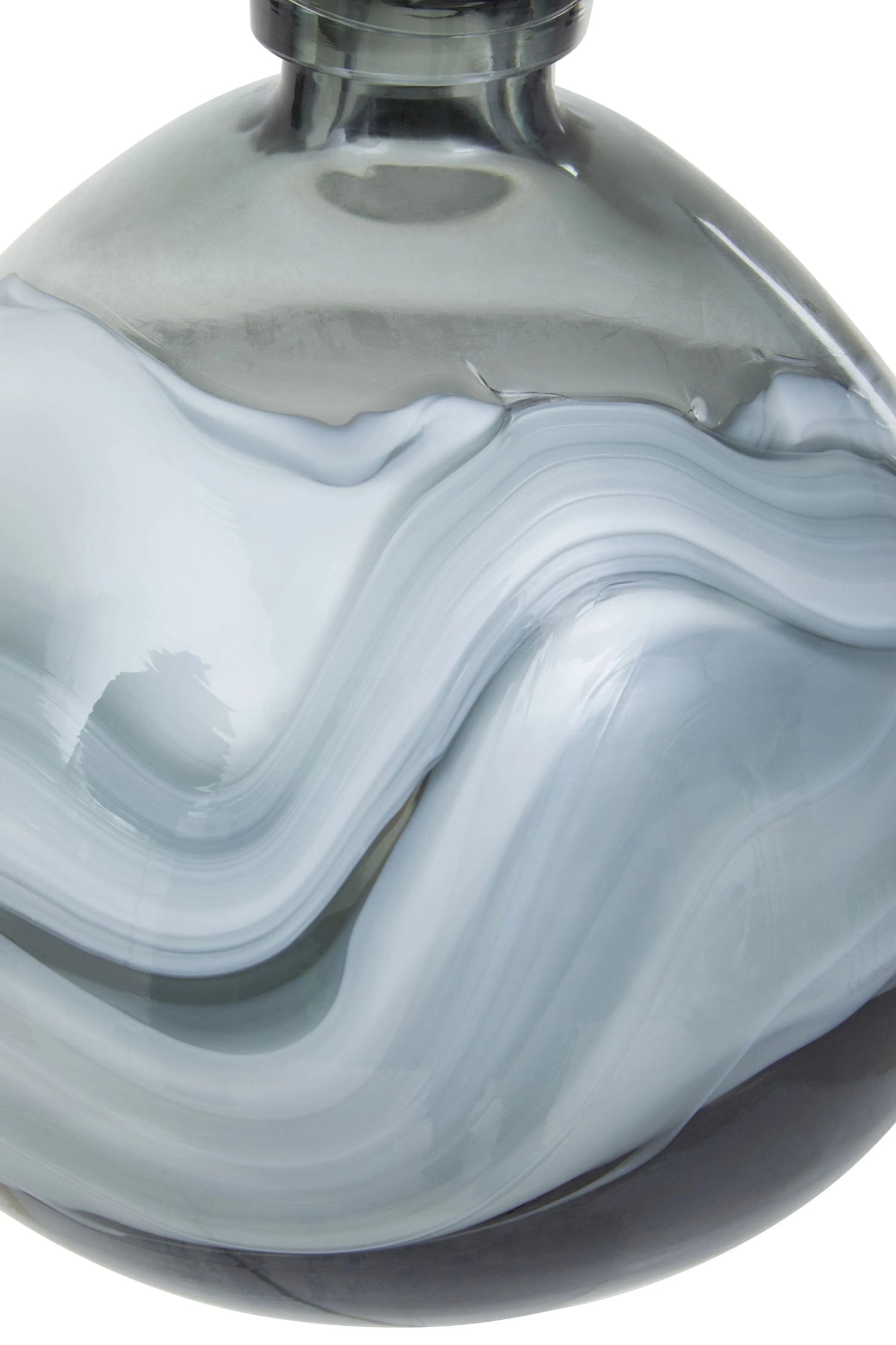Whorl Small Grey Swirl Design Glass Bottle Vase