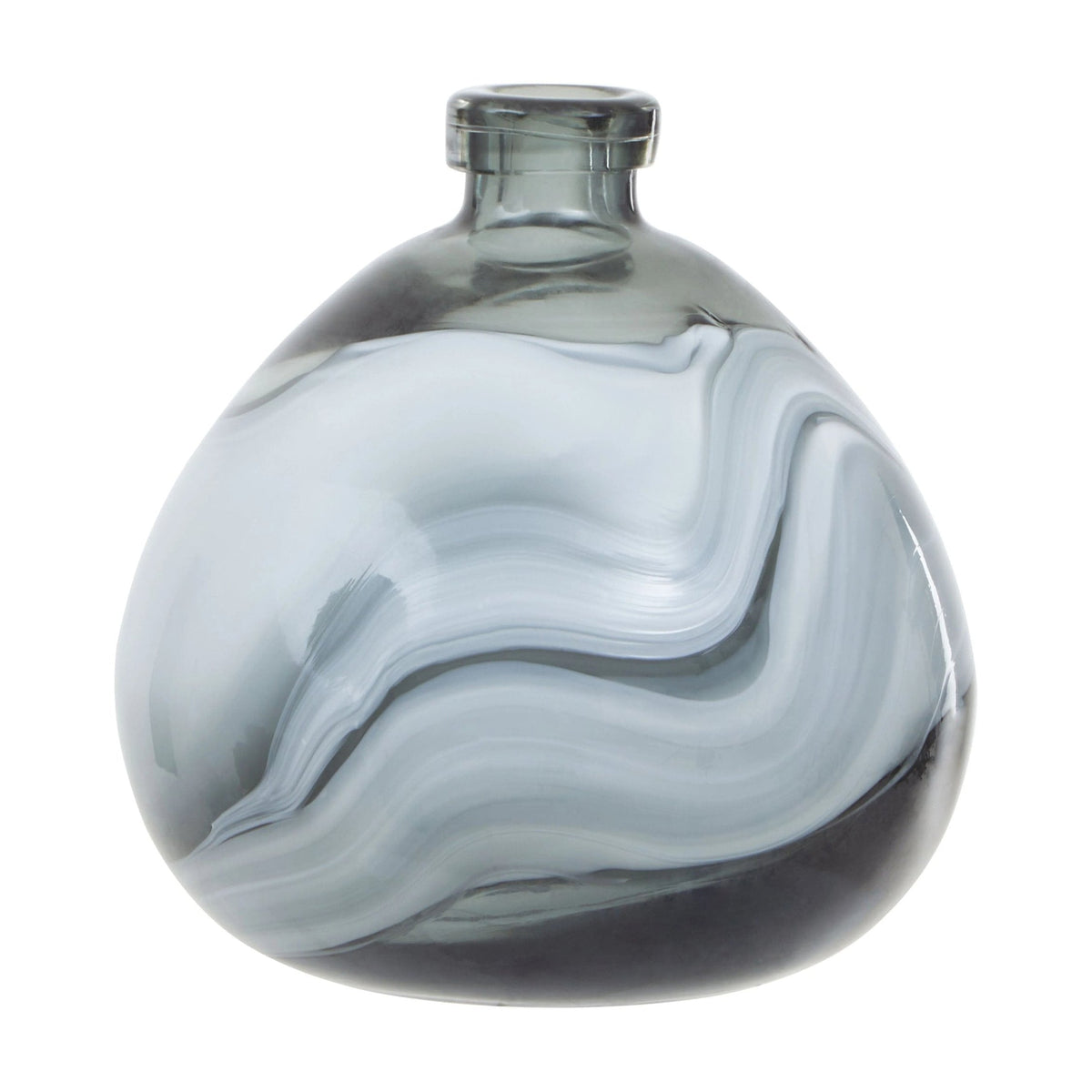 Whorl Small Grey Swirl Design Glass Bottle Vase