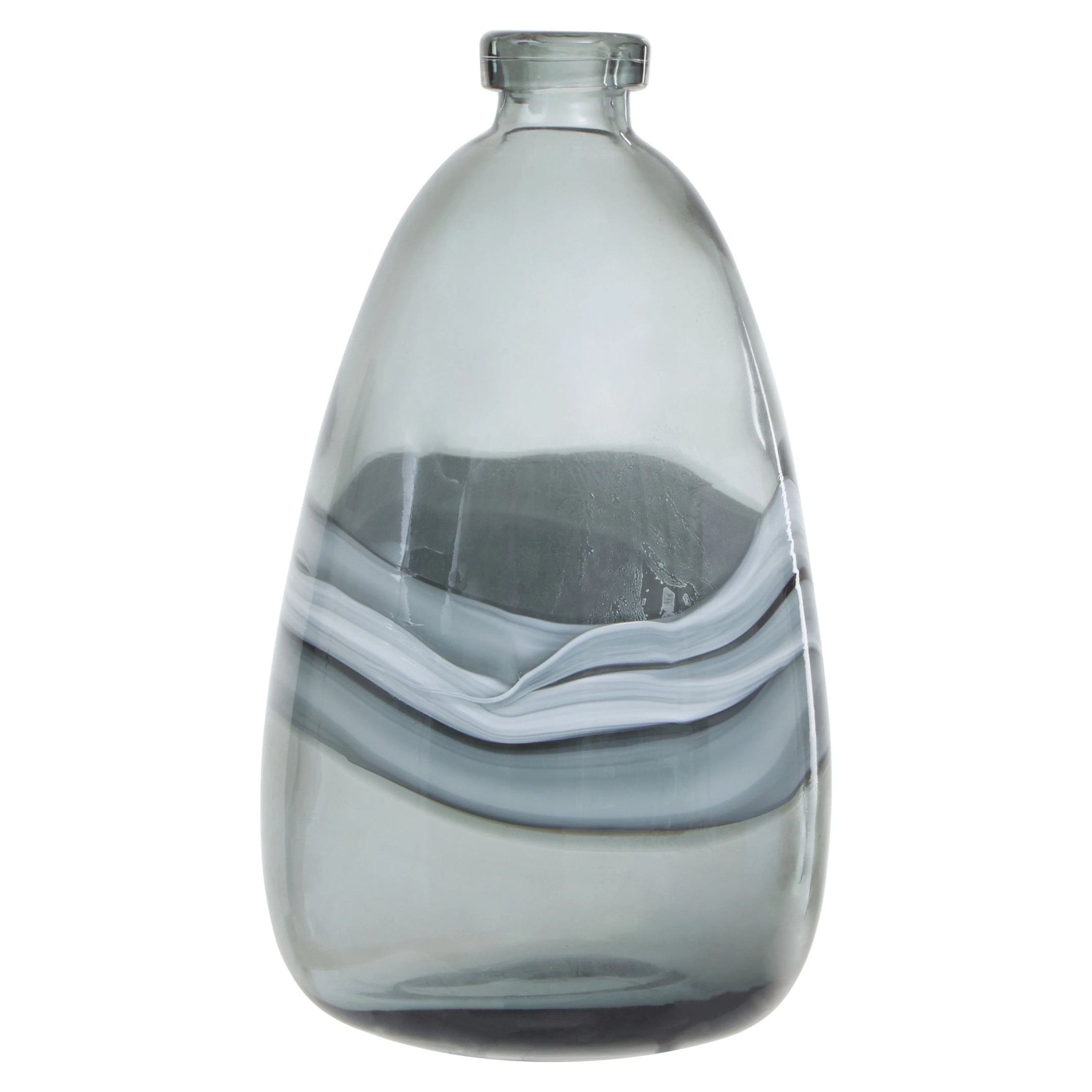 Whorl Medium Grey Swirl Design Glass Bottle Vase
