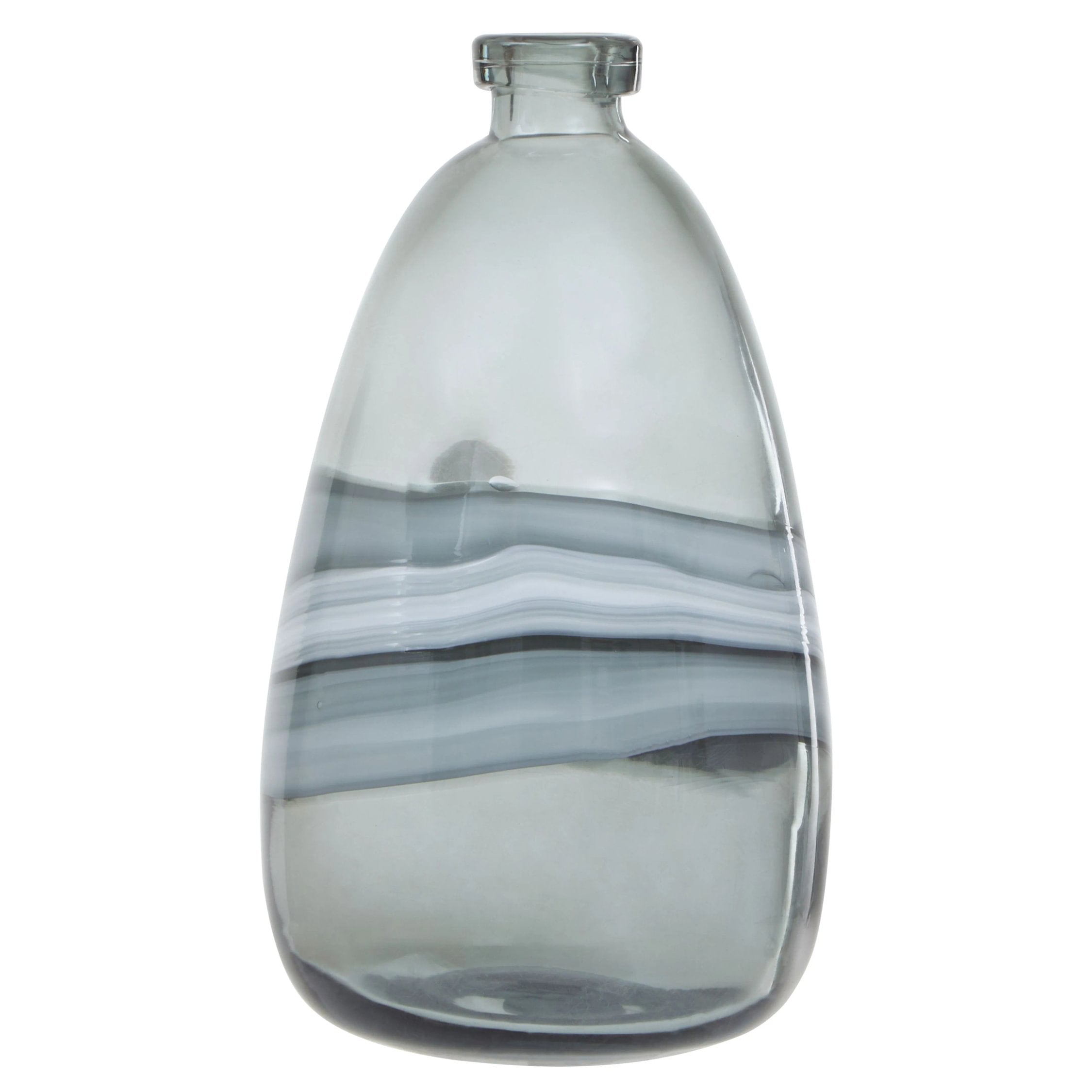 Whorl Medium Grey Swirl Design Glass Bottle Vase