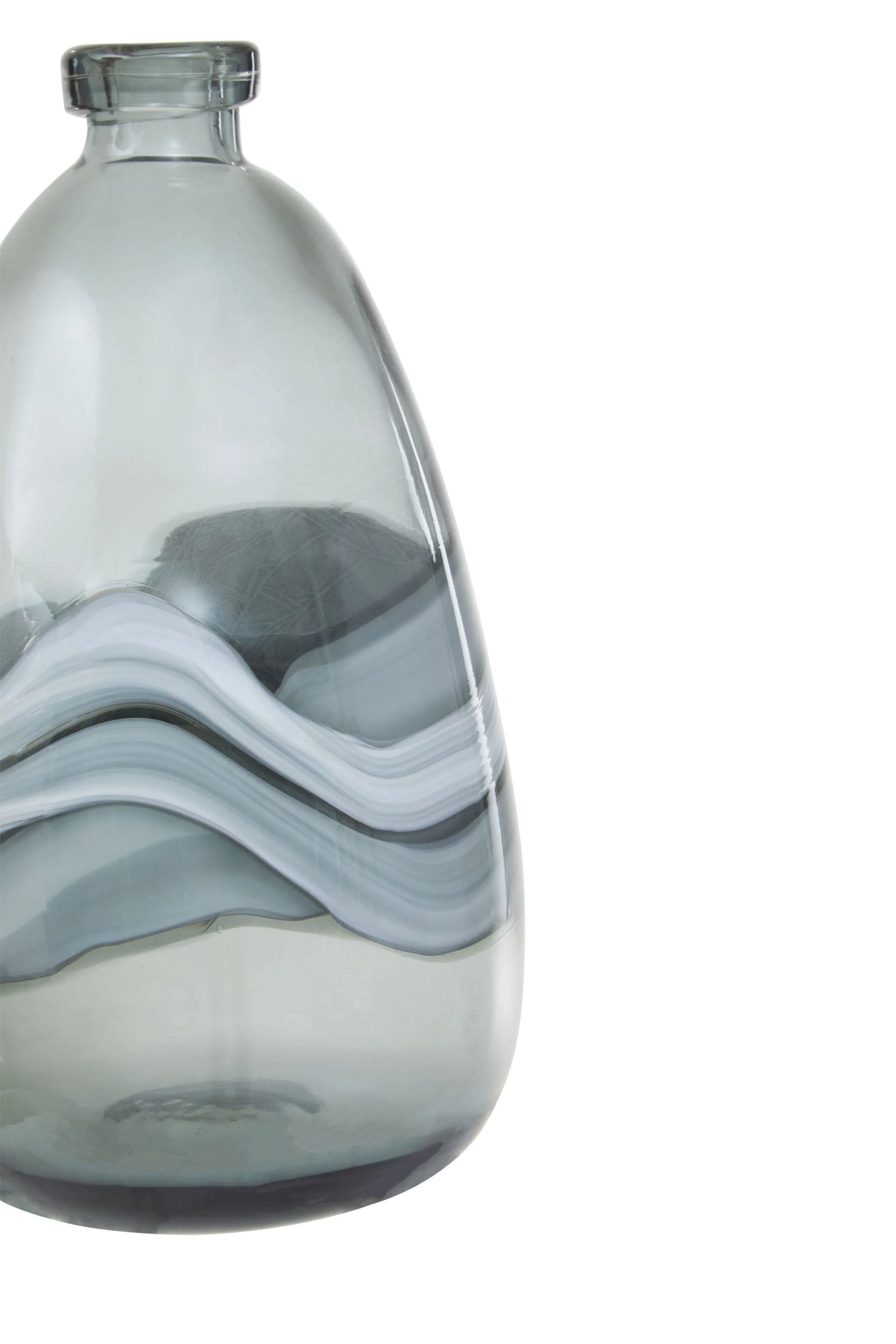 Whorl Medium Grey Swirl Design Glass Bottle Vase