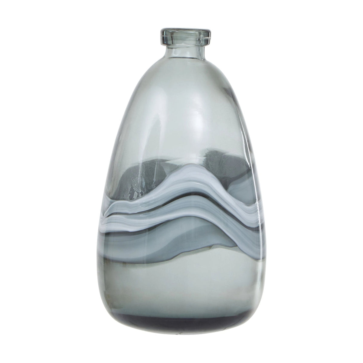 Whorl Medium Grey Swirl Design Glass Bottle Vase