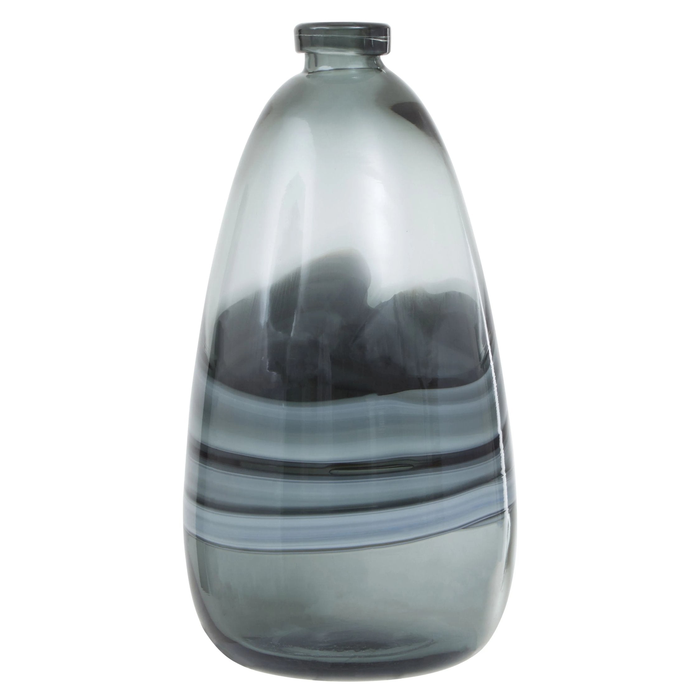Whorl Large Grey Swirl Design Glass Bottle Vase