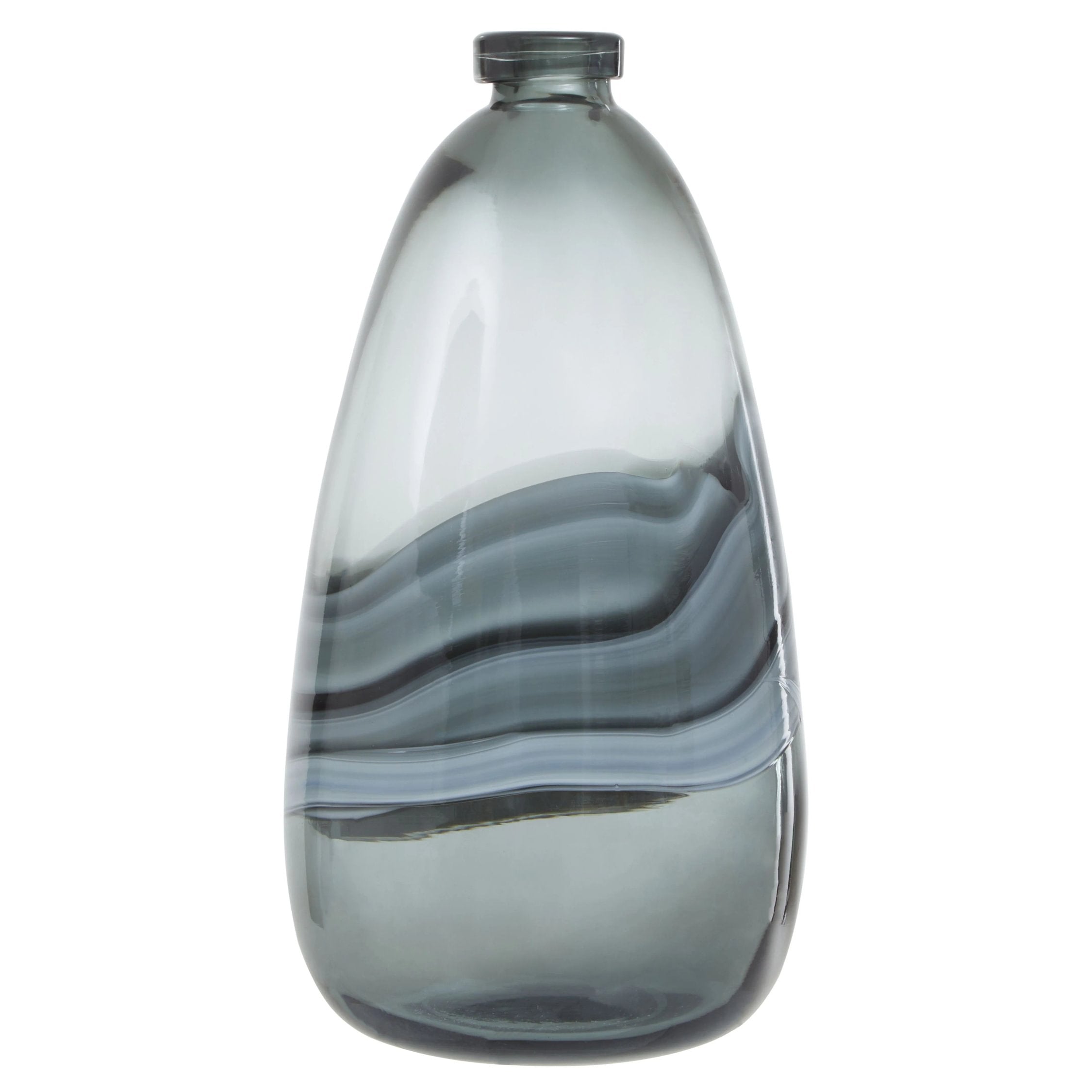 Whorl Large Grey Swirl Design Glass Bottle Vase