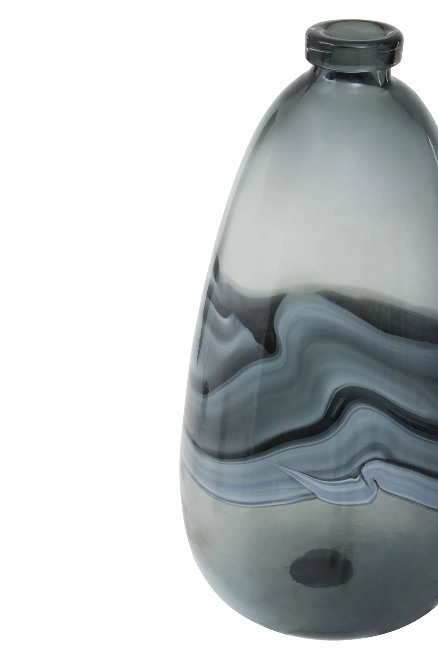 Whorl Large Grey Swirl Design Glass Bottle Vase