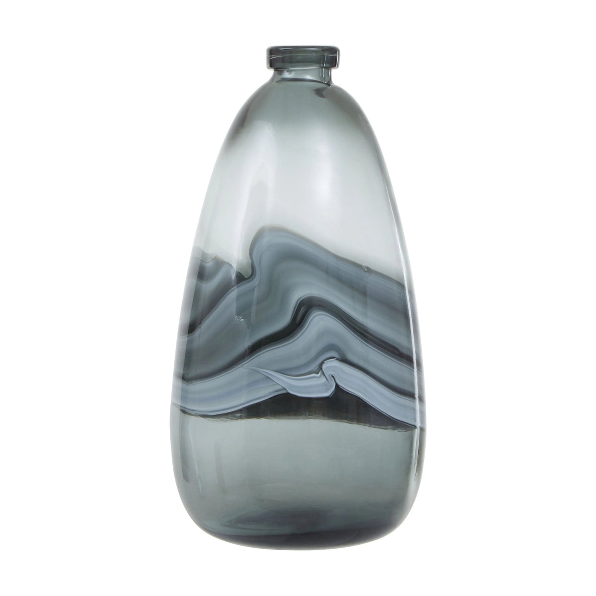 Whorl Large Grey Swirl Design Glass Bottle Vase