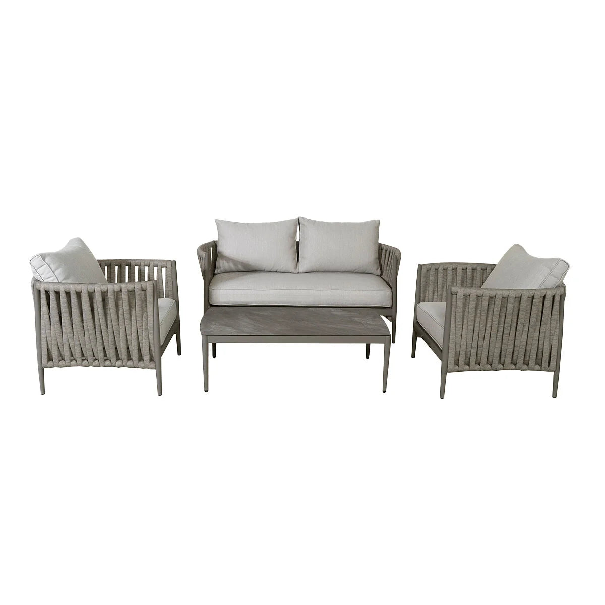 Milan Grey Cool Linen Sofa Set | 4 Seater