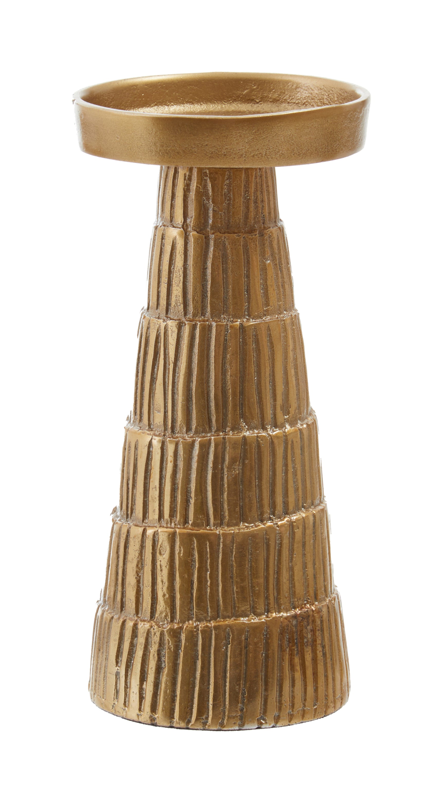 Alto Gold Ribbed Candle Holder | Small
