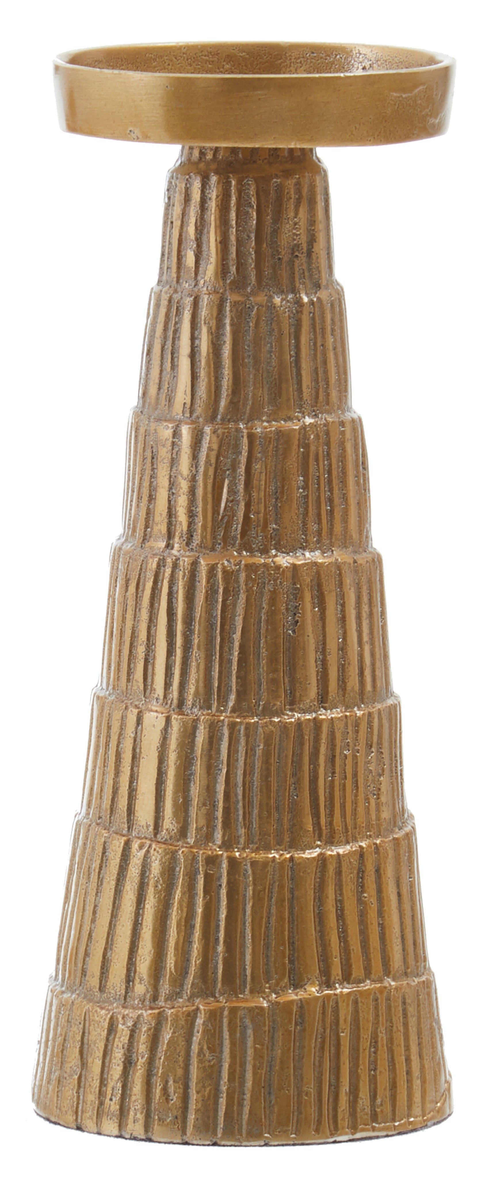 Alto Gold Ribbed Candle Holder | Large