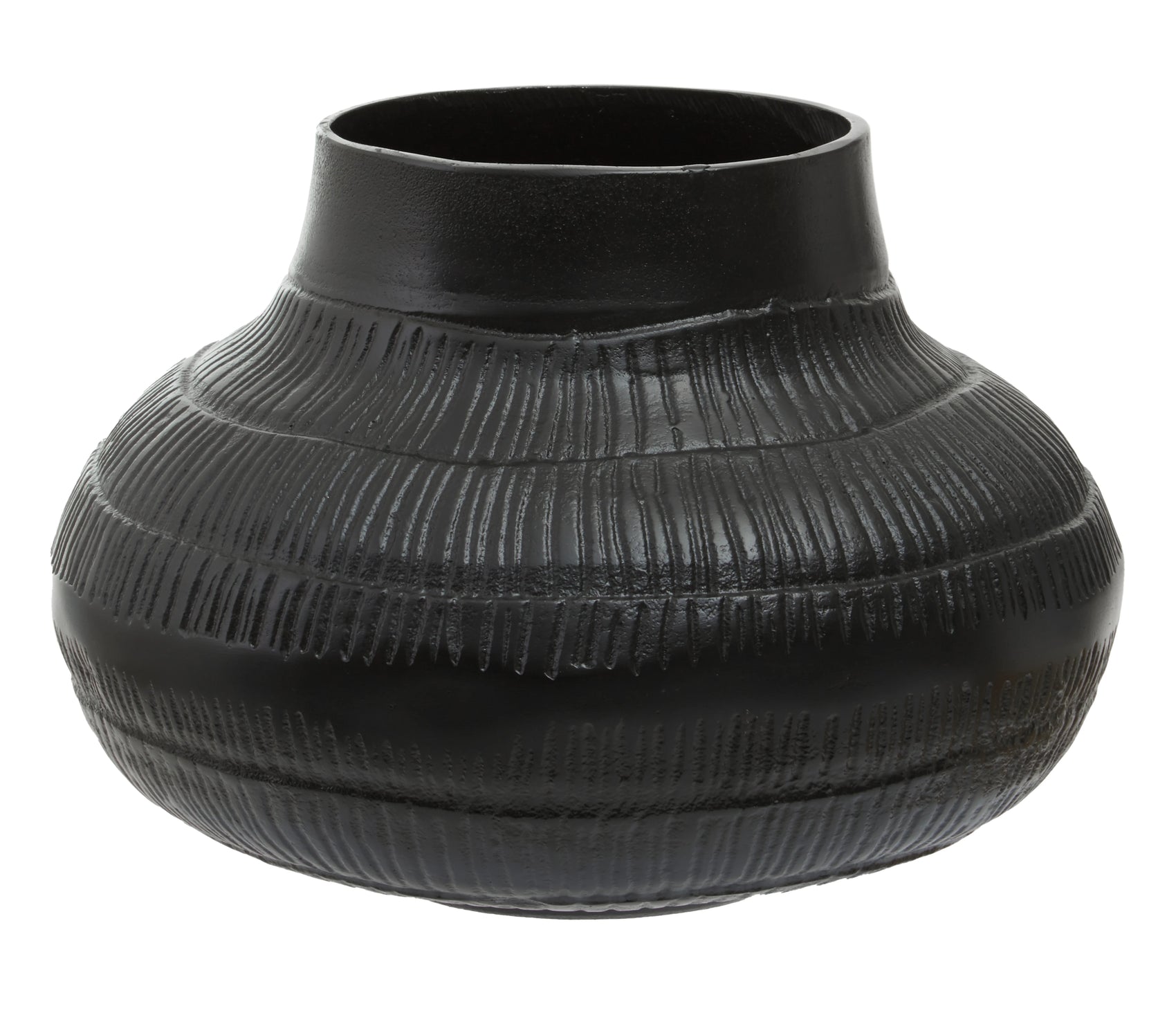 Alto Black Ribbed Sphere Vase | Small