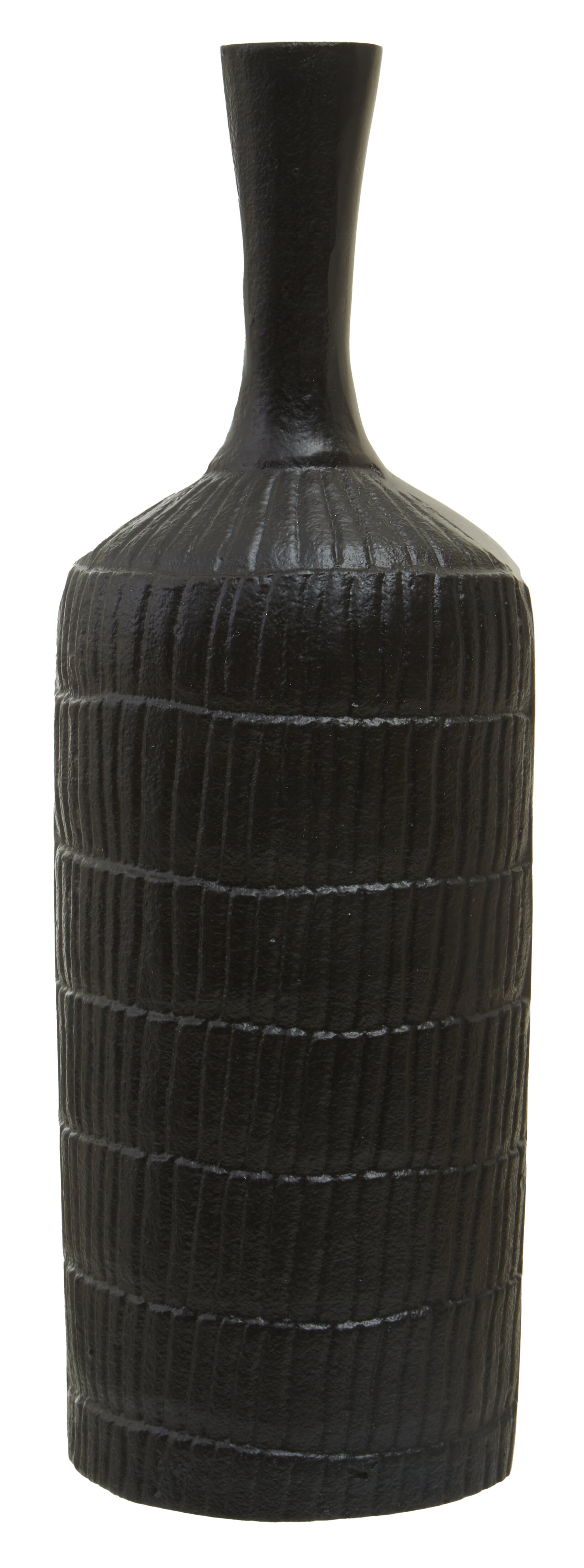 Alto Black Ribbed Bottle Vase | Large