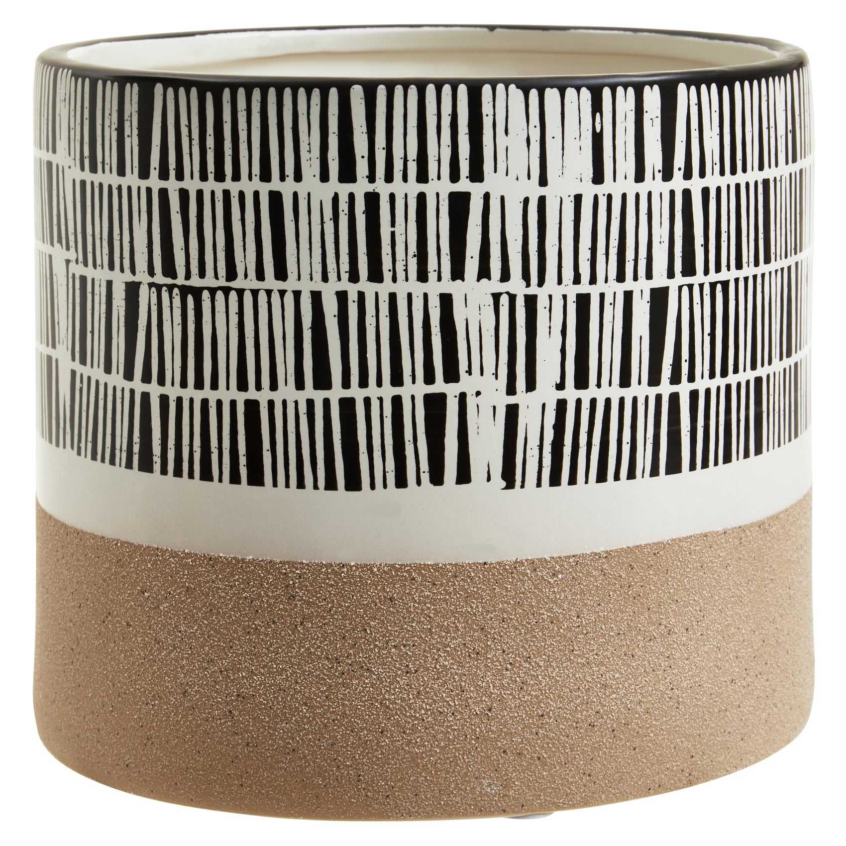 Carlo Natural Black & White Striped Planter | Large