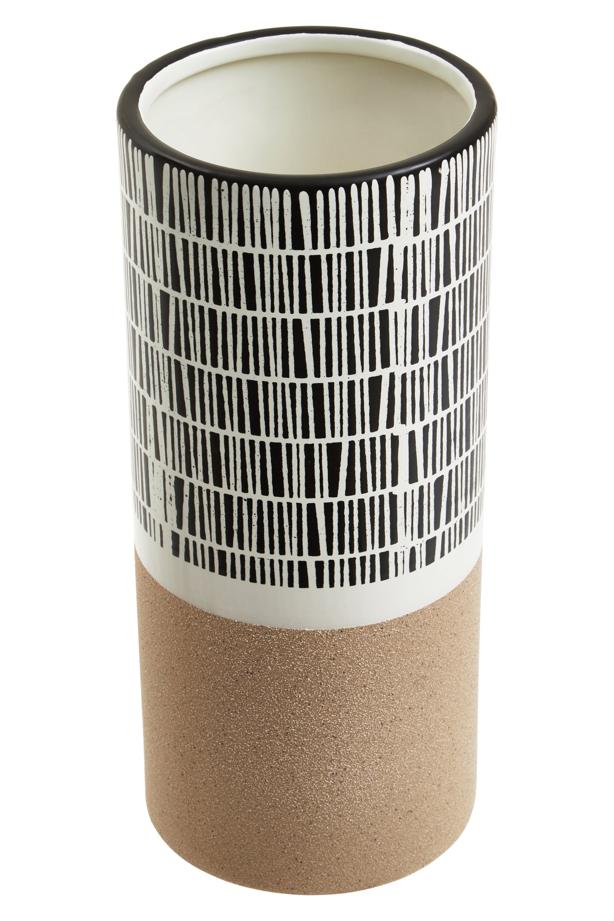 Carlo Natural Black & White Striped Vase | Small