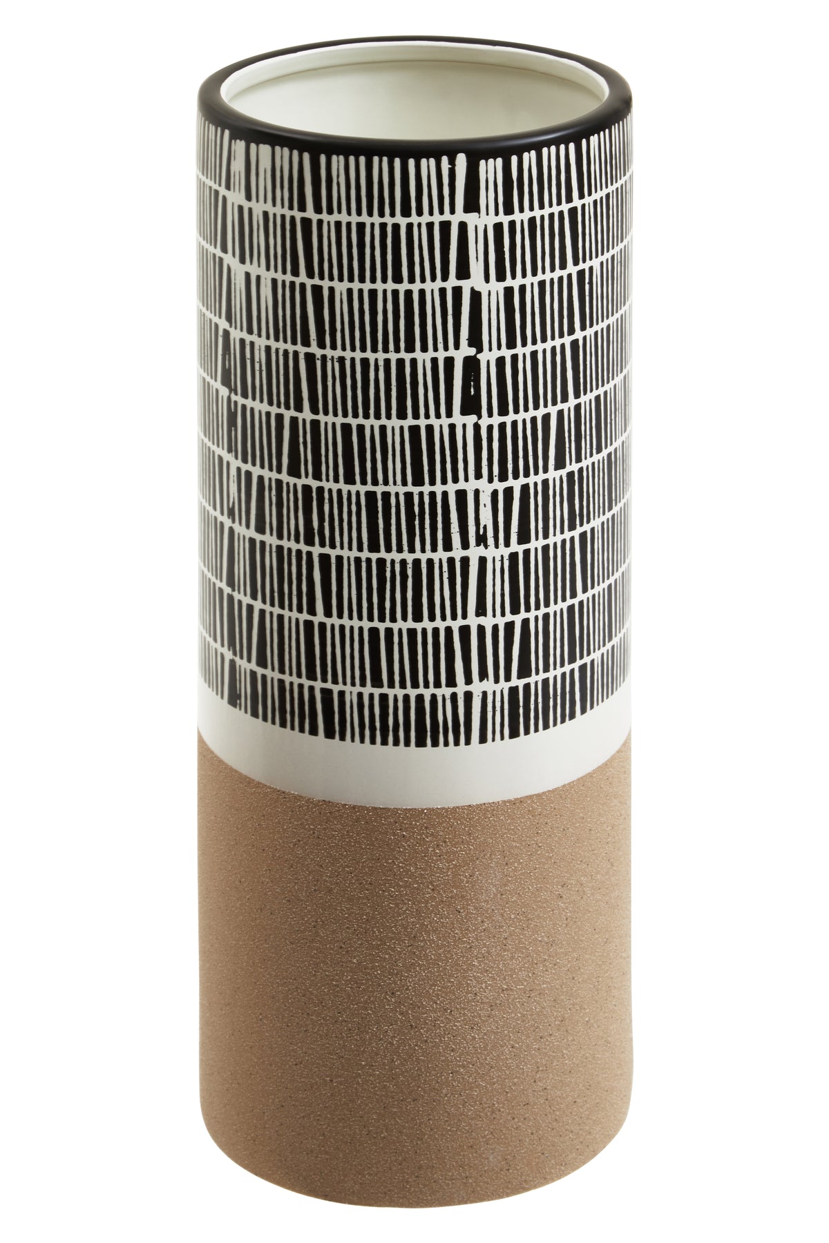 Carlo Natural Black & White Striped Vase | Large