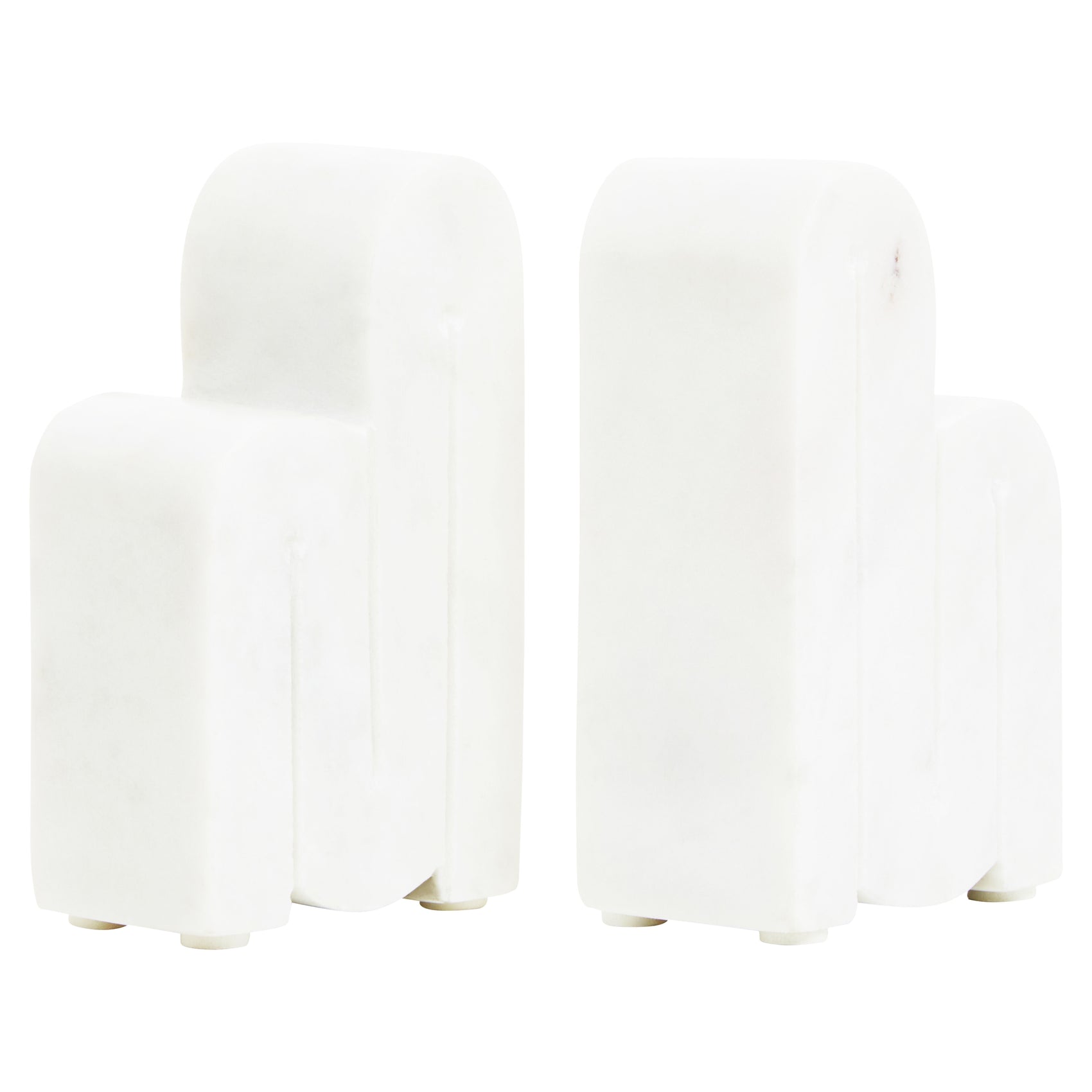 Set of 2 Rico White Marble Bookends