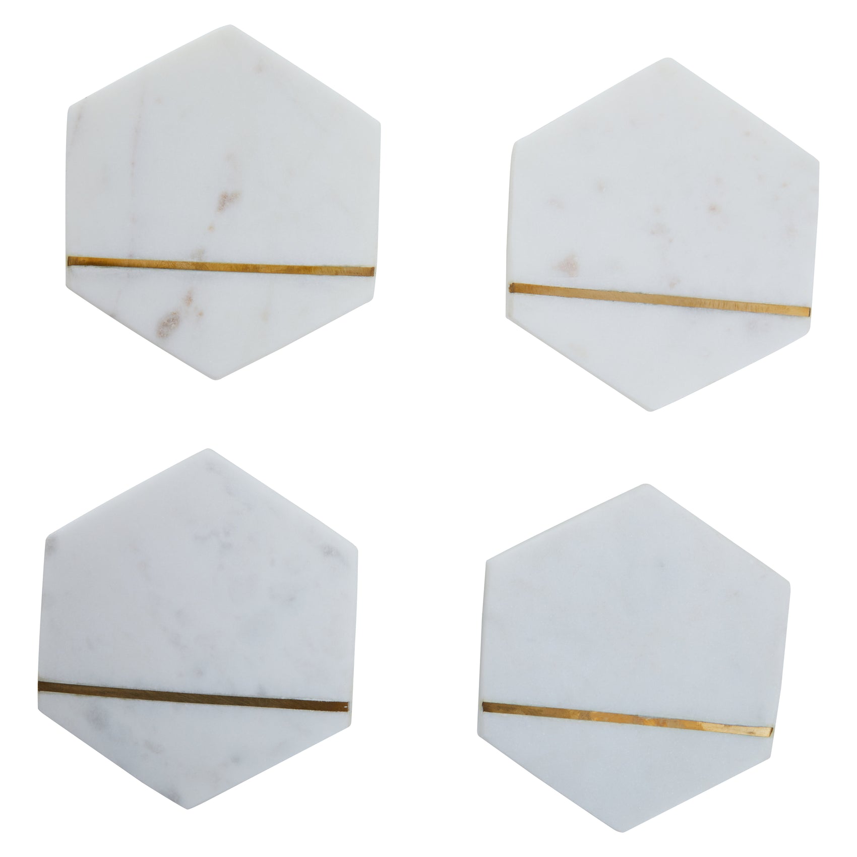 Set of 4 Edgar White Marble Hexagonal Coasters