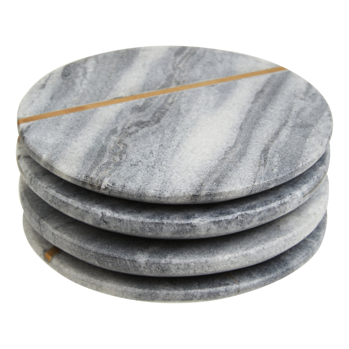 Set of 4 Rozzano Grey Marble & Gold Coasters