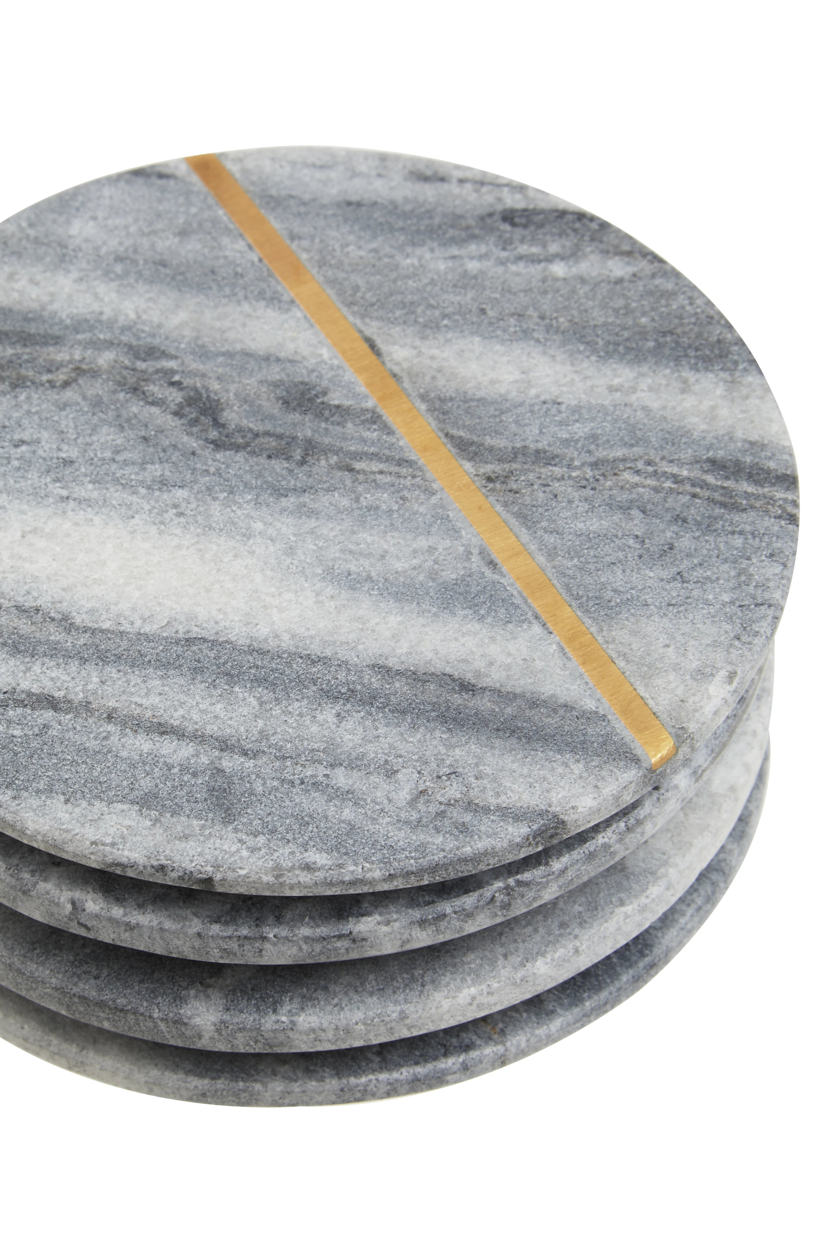 Set of 4 Rozzano Grey Marble & Gold Coasters