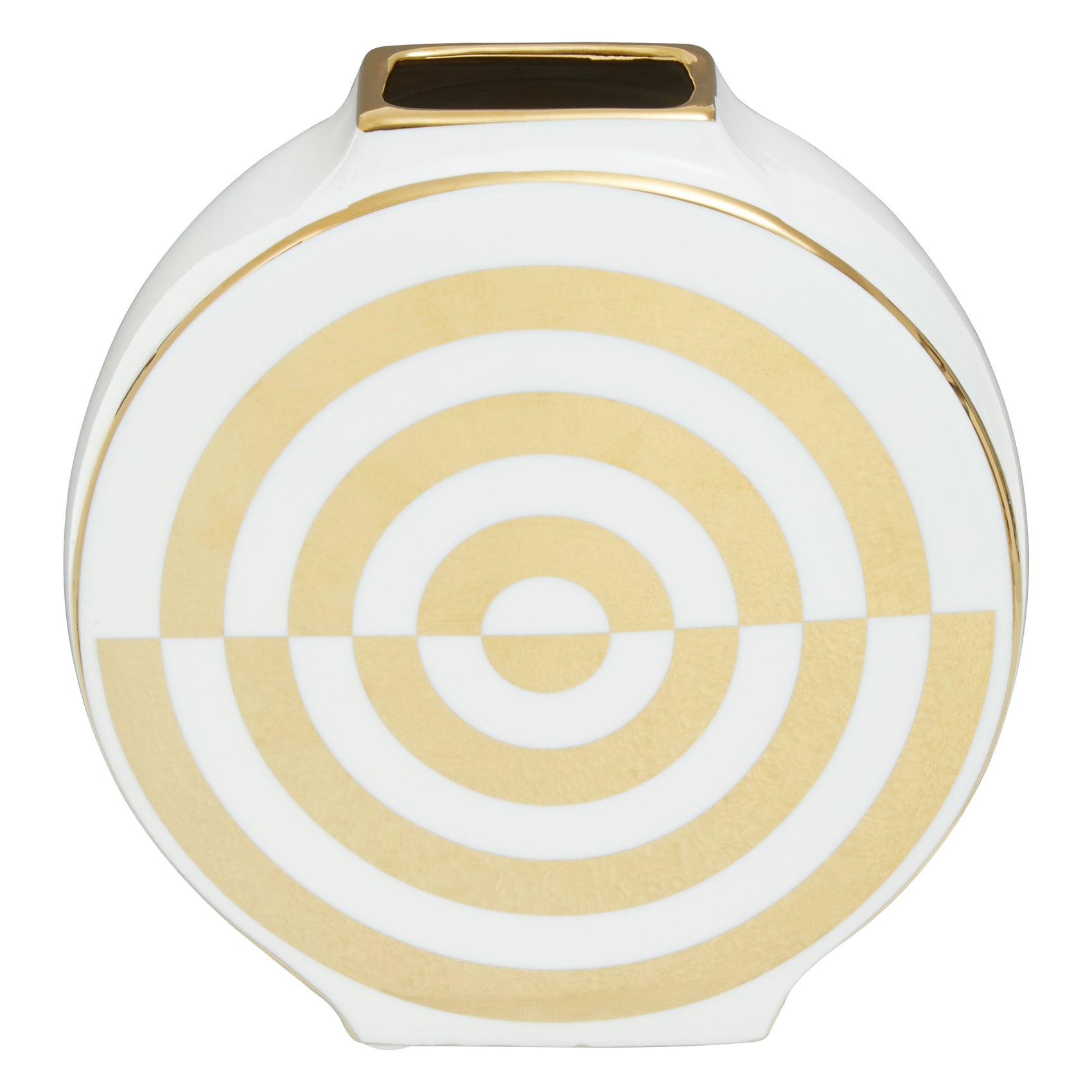 Torello White & Gold Ceramic Round Vase