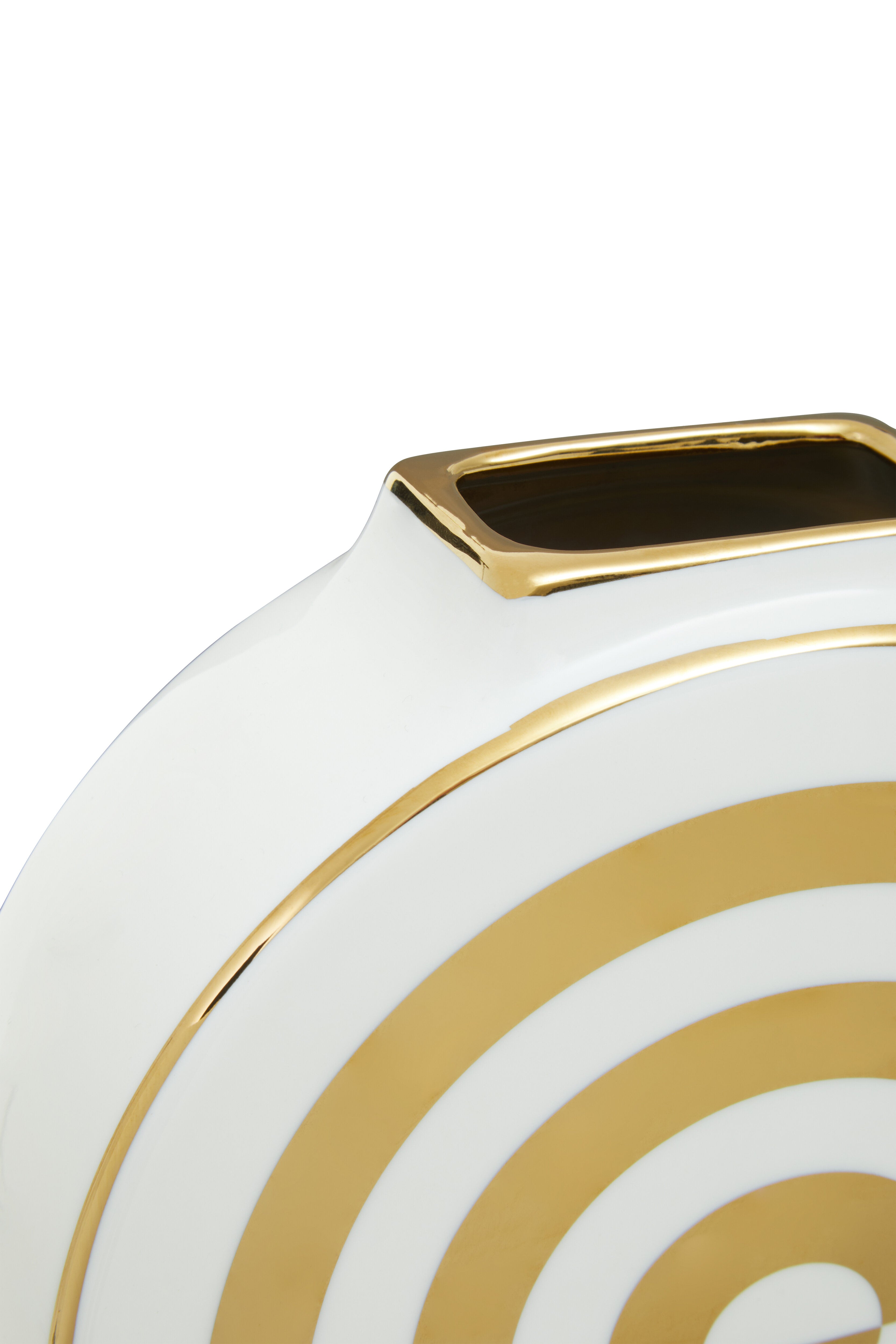 Torello White & Gold Ceramic Round Vase