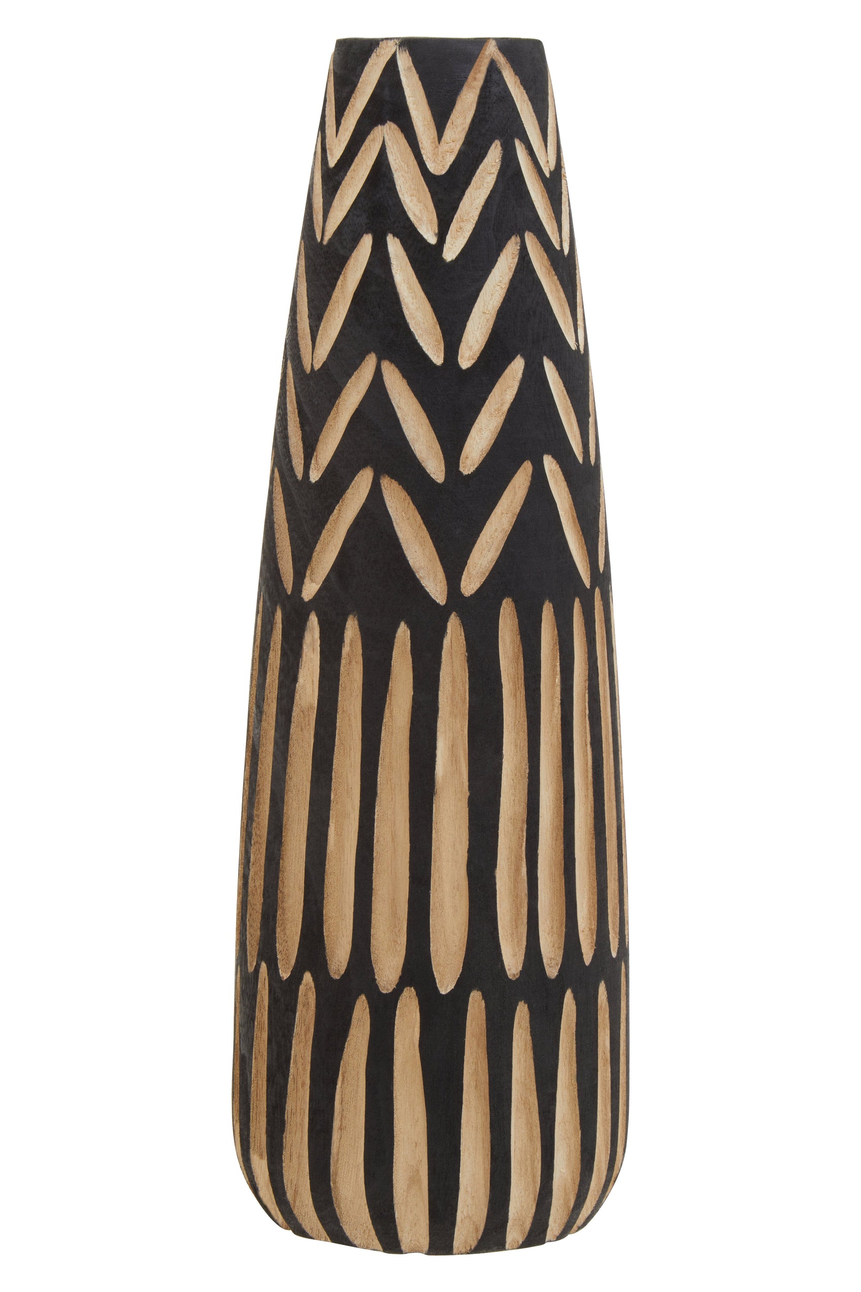 Harmony Large Wooden Engraved Vase in Black & Natural