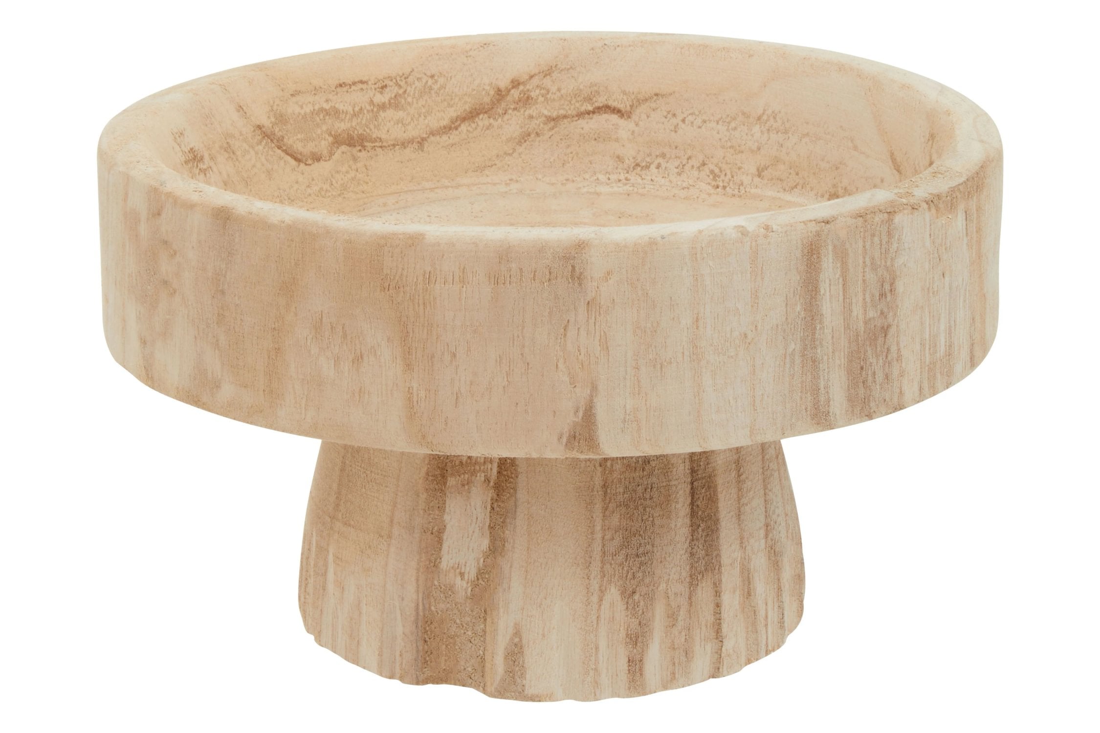 Woodland Natural Paulownia Wood Engraved Round Bowl