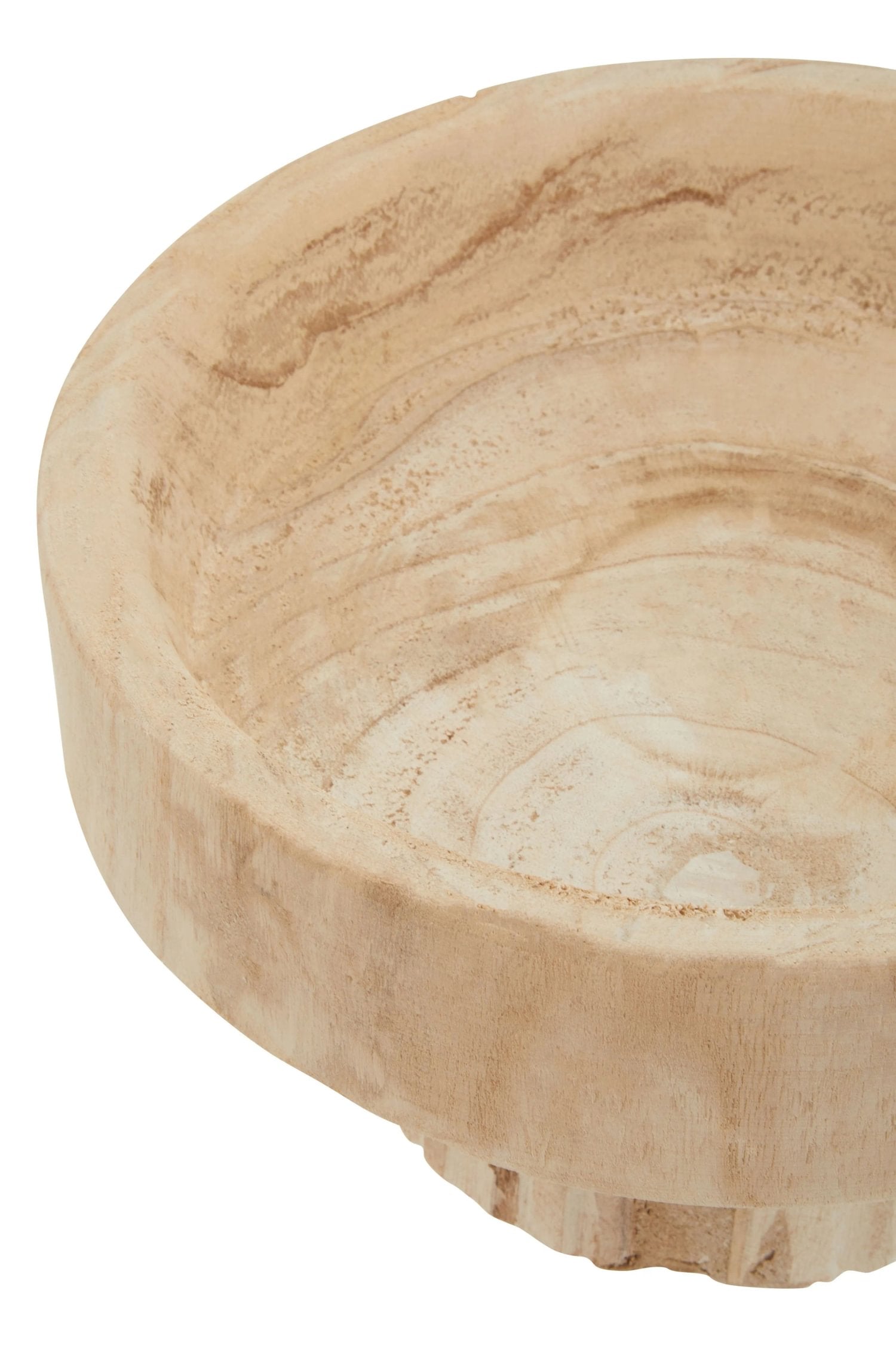 Woodland Natural Paulownia Wood Engraved Round Bowl