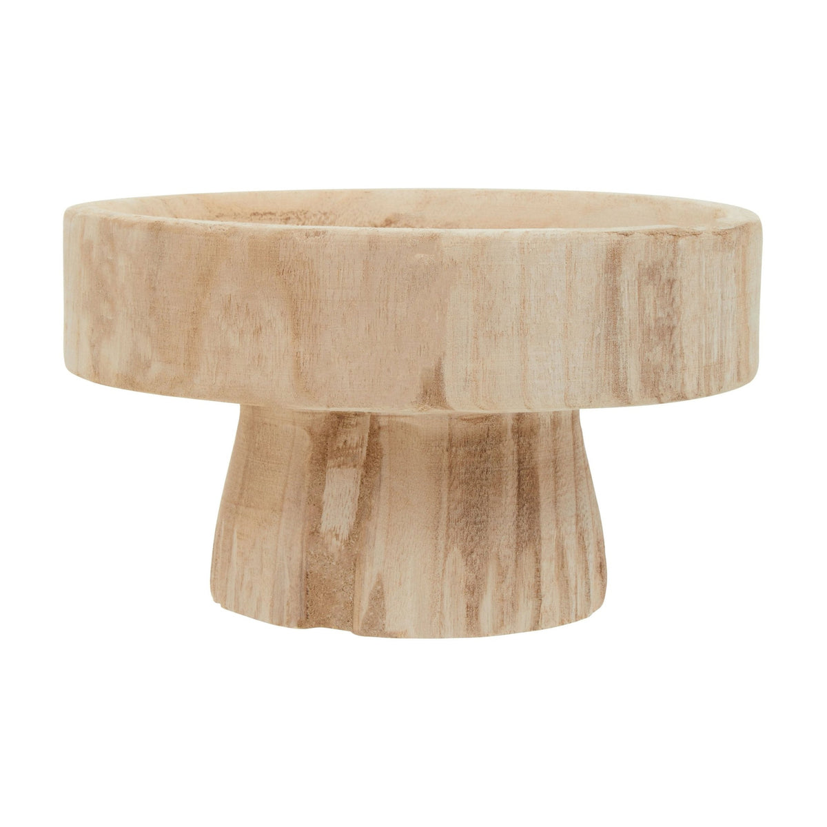 Woodland Natural Paulownia Wood Engraved Round Bowl