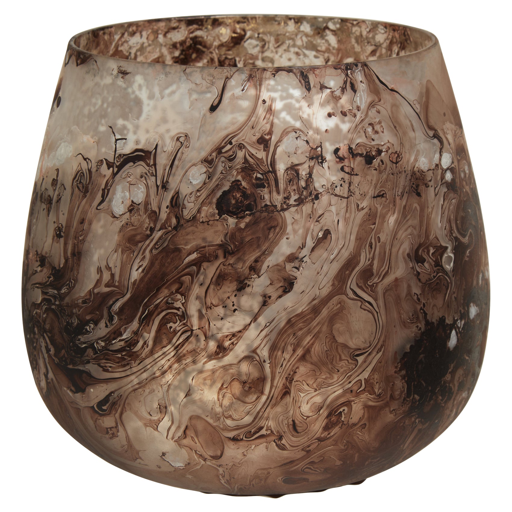 Vienna Brown Marble Effect Glass Candle Holder | Small