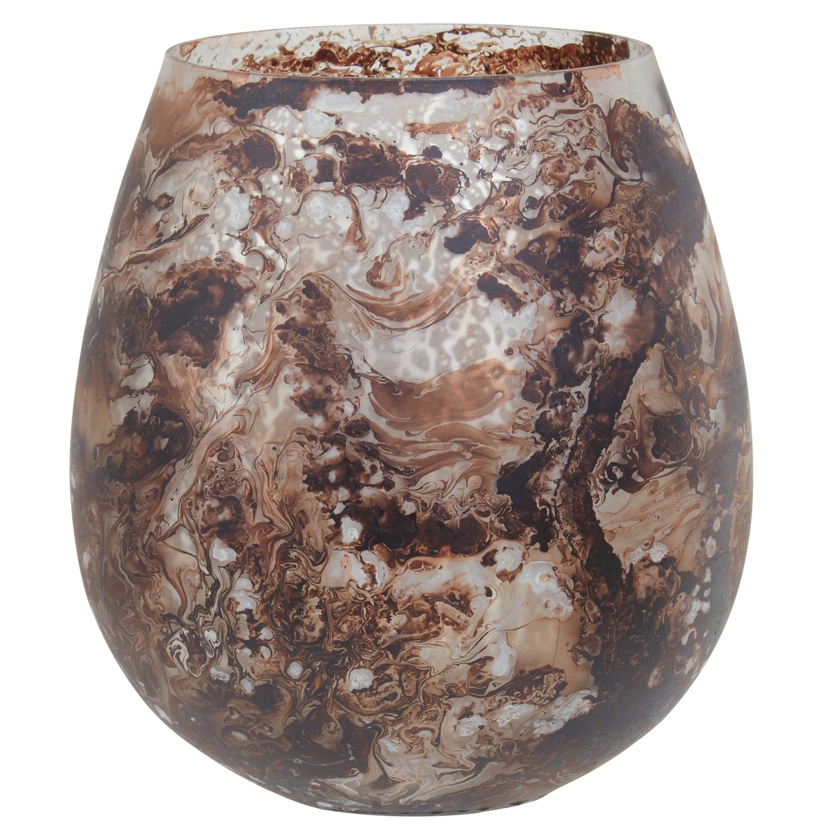 Vienna Brown Marble Effect Glass Candle Holder | Large